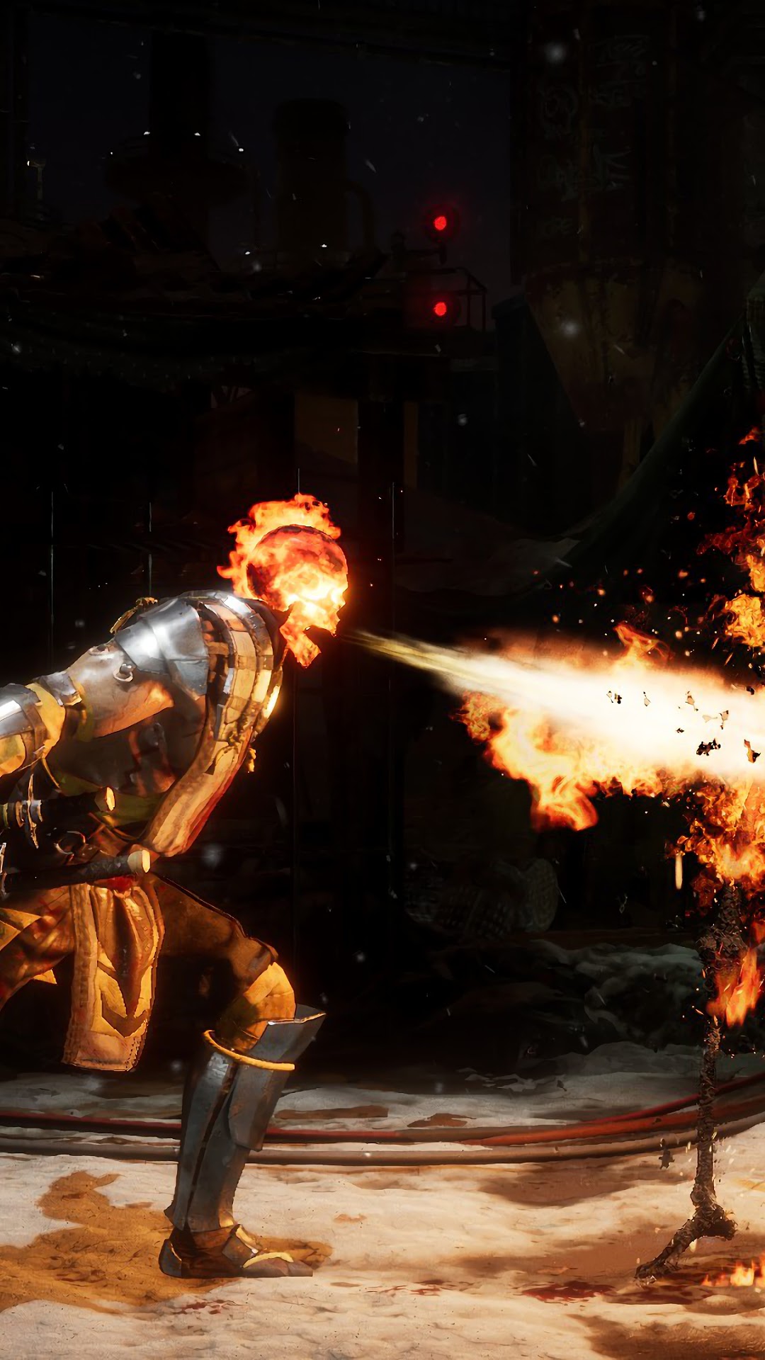 Scorpion from Mortal Kombat 11 breathing fire HD Phone Wallpaper