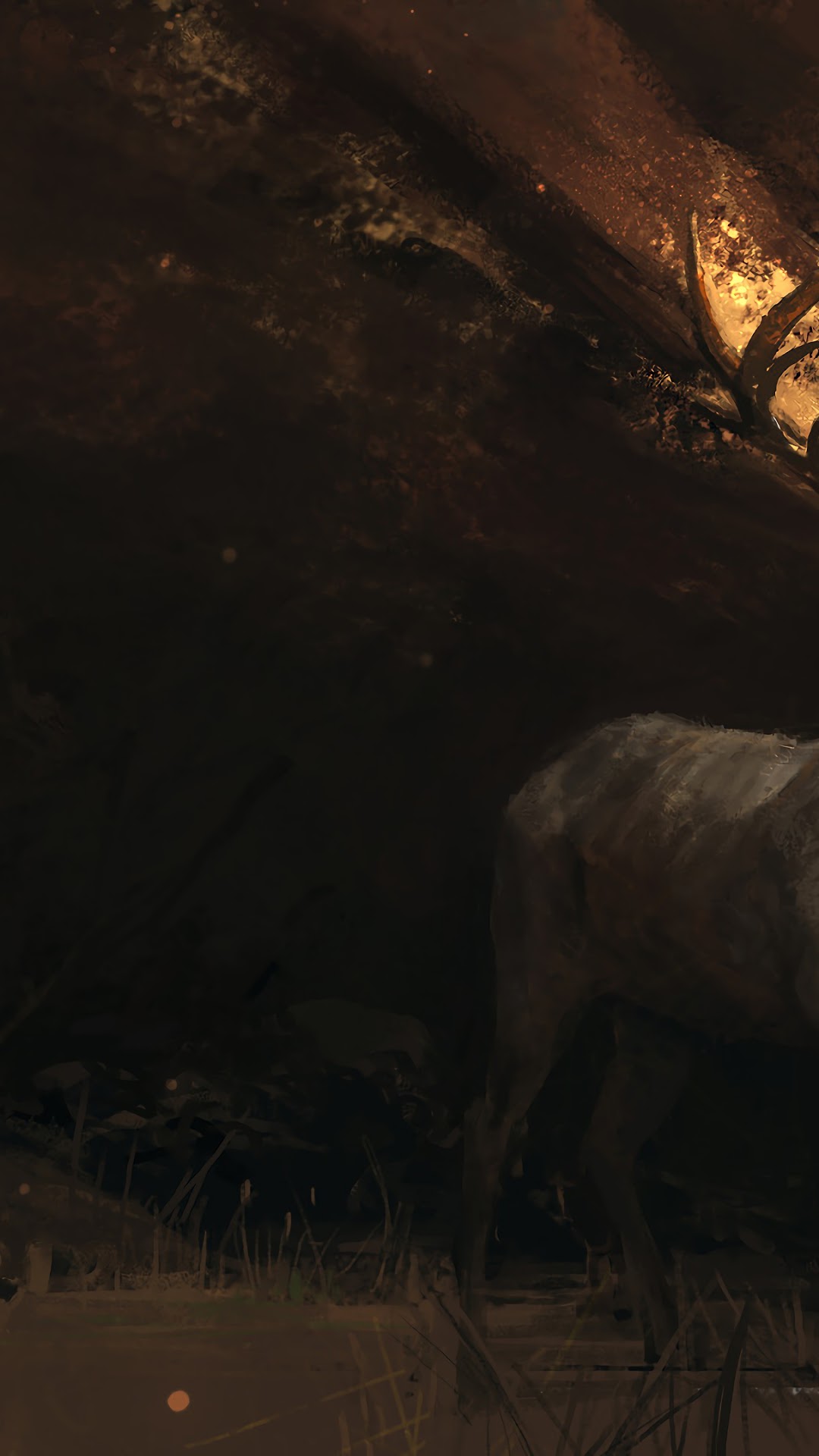 Fantasy deer in a dark forest HD Phone Wallpaper