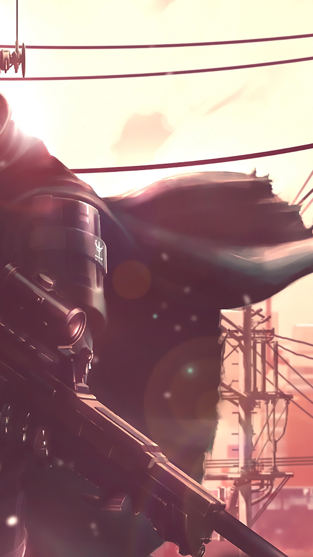 Soldier with sniper rifle in sci-fi setting HD Phone Wallpaper