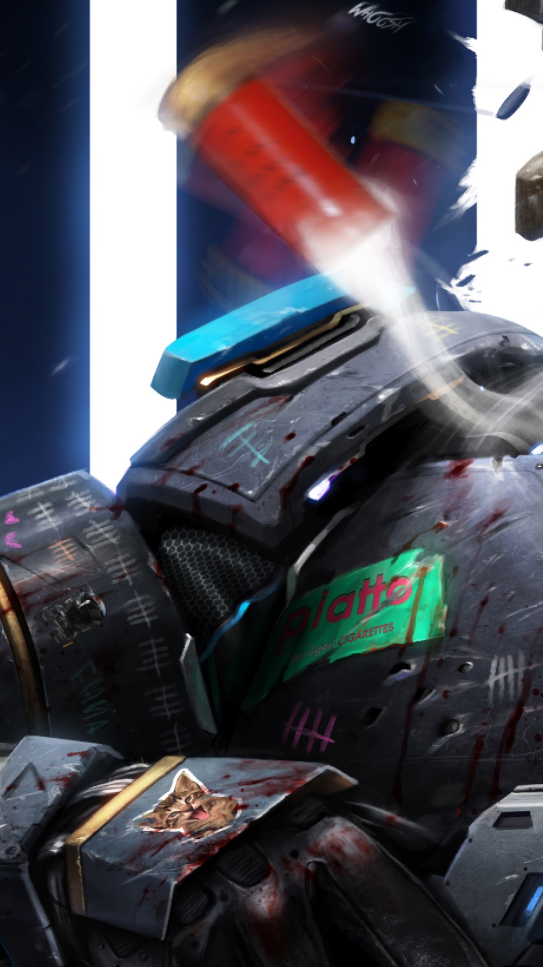 Mech Soldier with Bullet Wound HD Phone Wallpaper