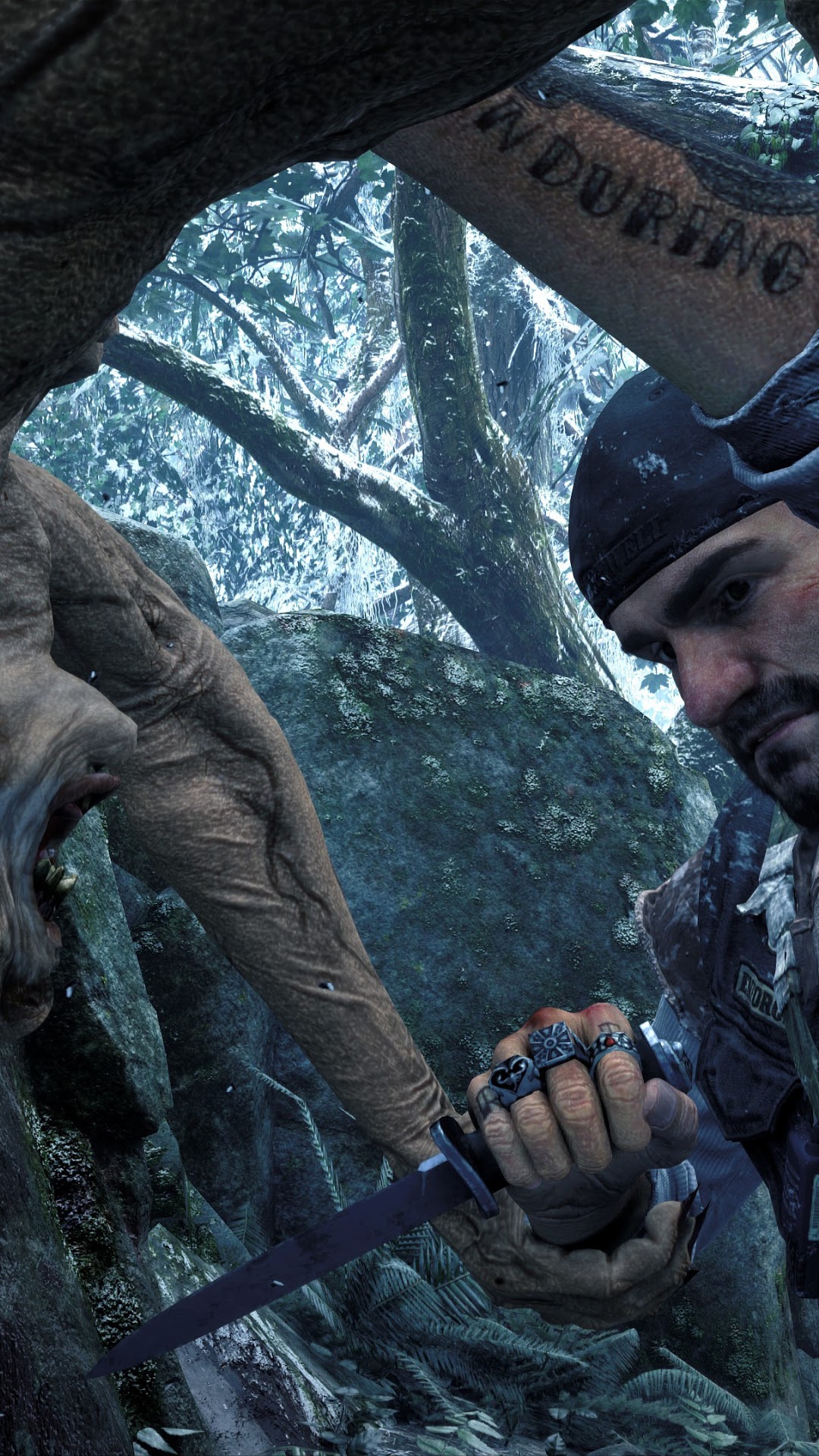 Deacon St. John from Days Gone fighting a creature HD Phone Wallpaper