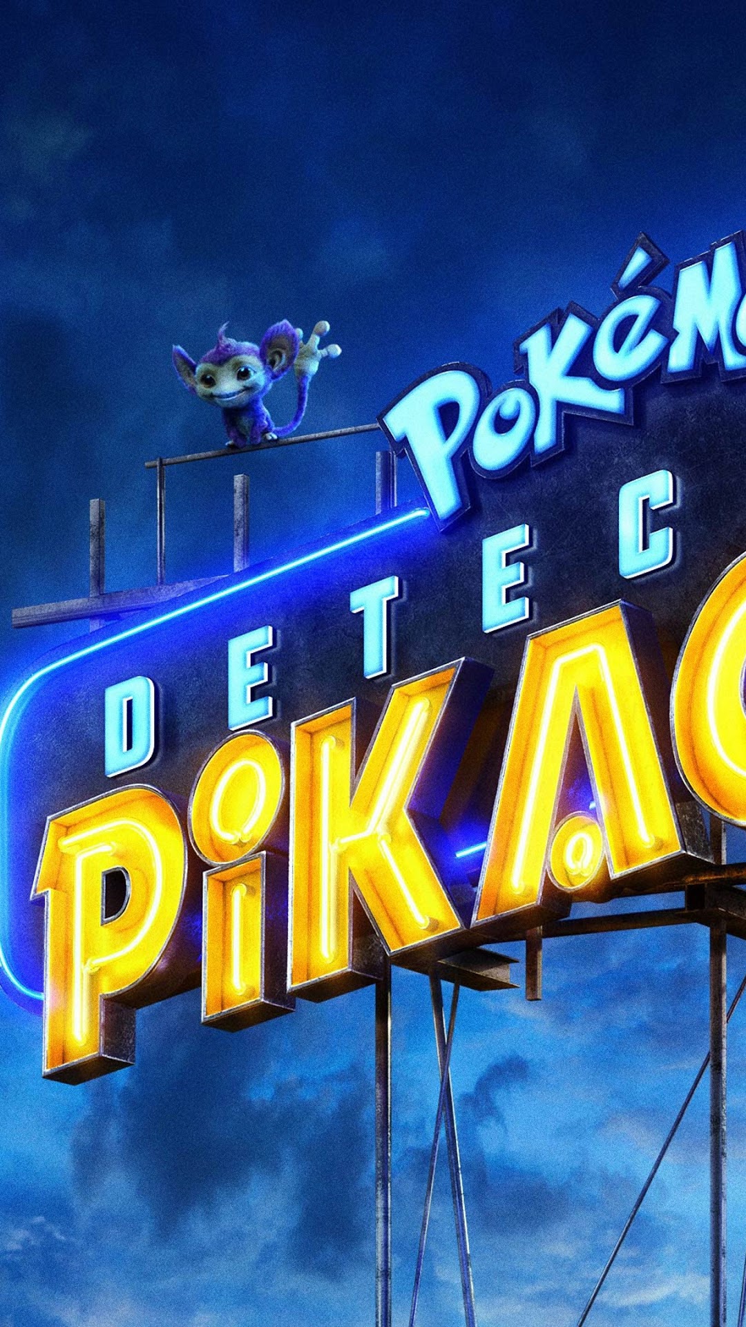 Aipom from Pokemon: Detective Pikachu Neon Sign HD Phone Wallpaper