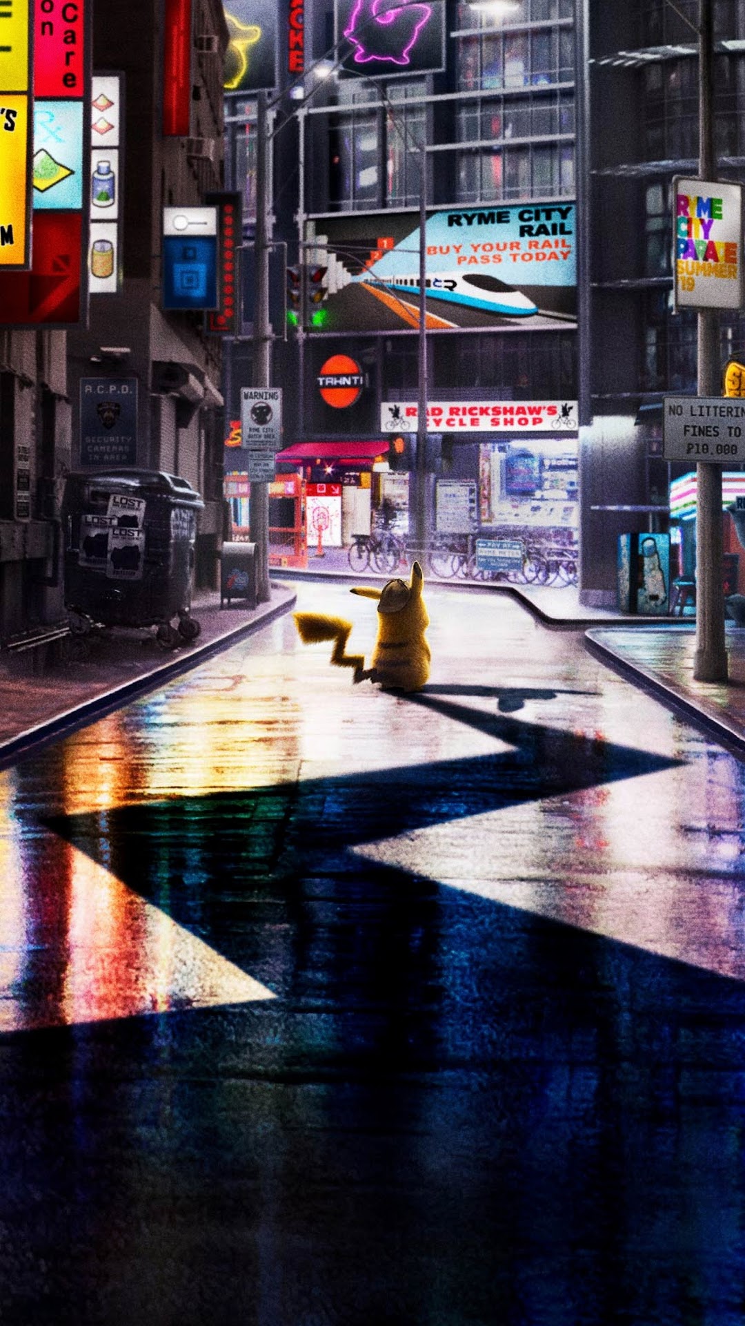 Pikachu in Ryme City HD Phone Wallpaper