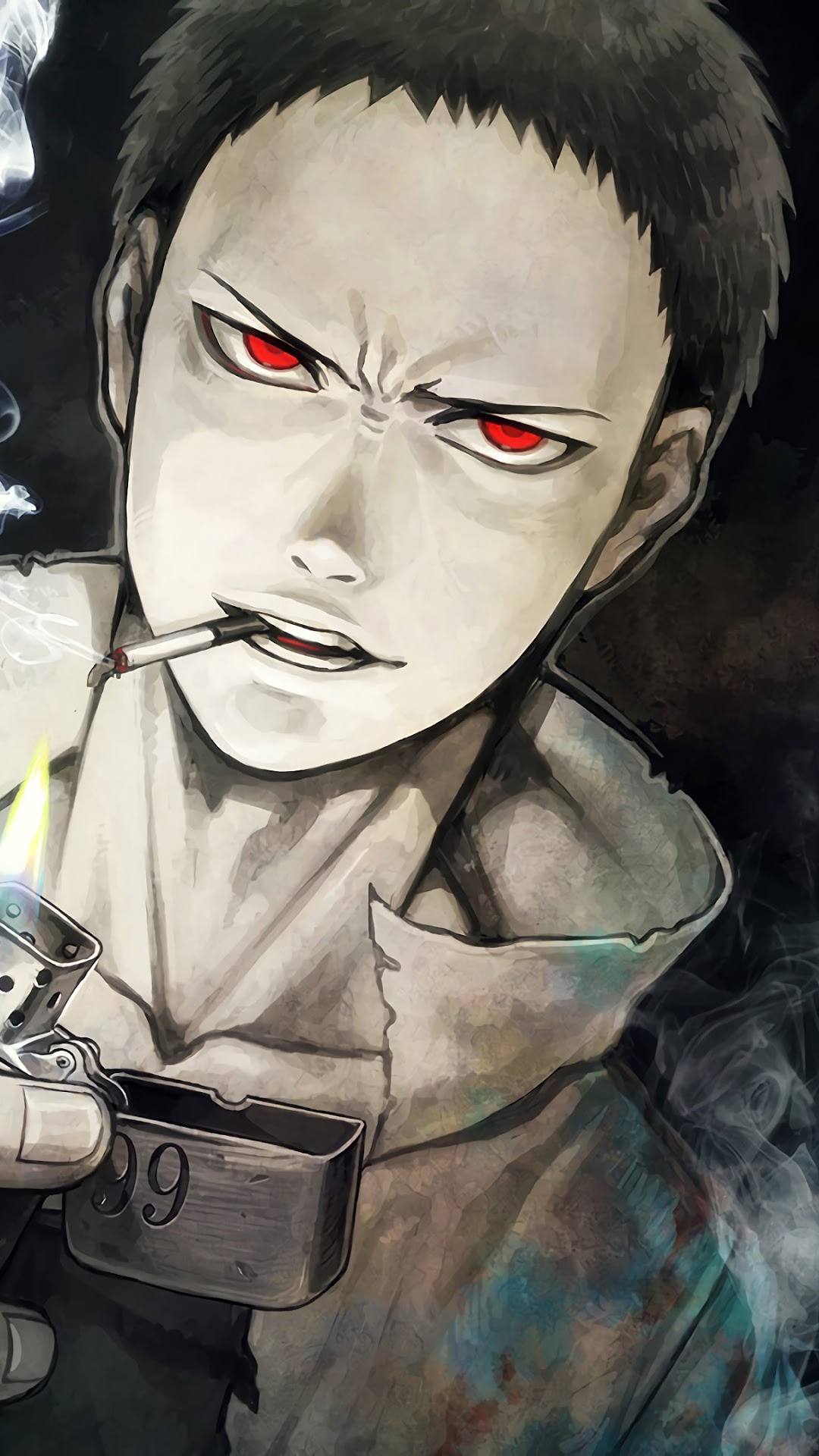 Zombieman from One Punch Man lighting a cigarette HD Phone Wallpaper