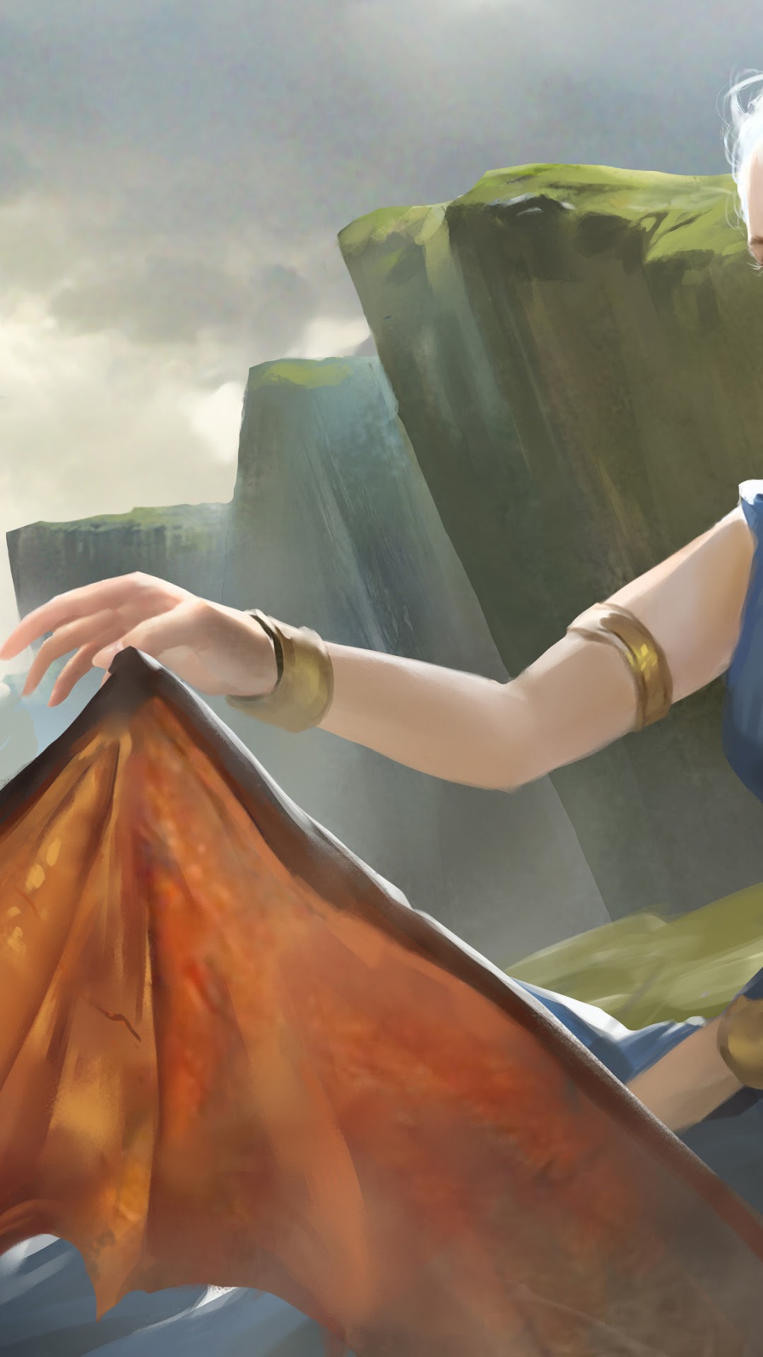 Daenerys Targaryen with a dragon wing from Game of Thrones HD Phone Wallpaper
