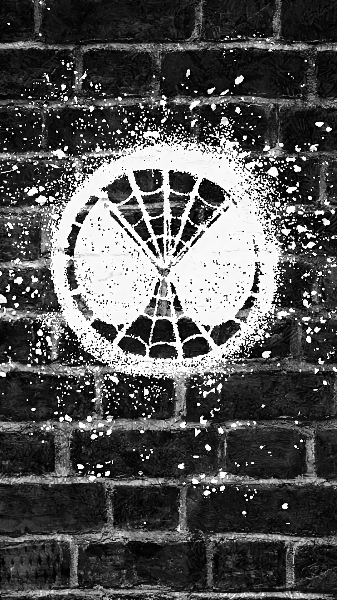 Spider-Man: Far From Home logo on brick wall HD Phone Wallpaper