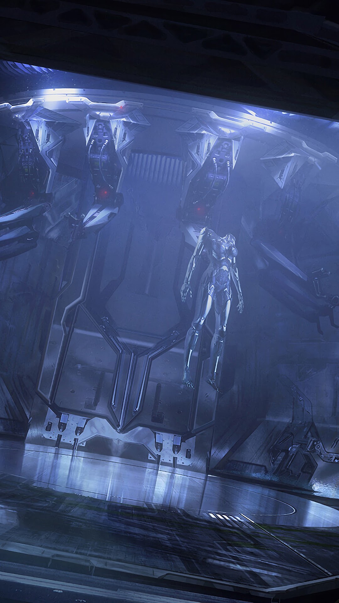 Alita: Battle Angel cyborg in futuristic chamber HD Phone Wallpaper