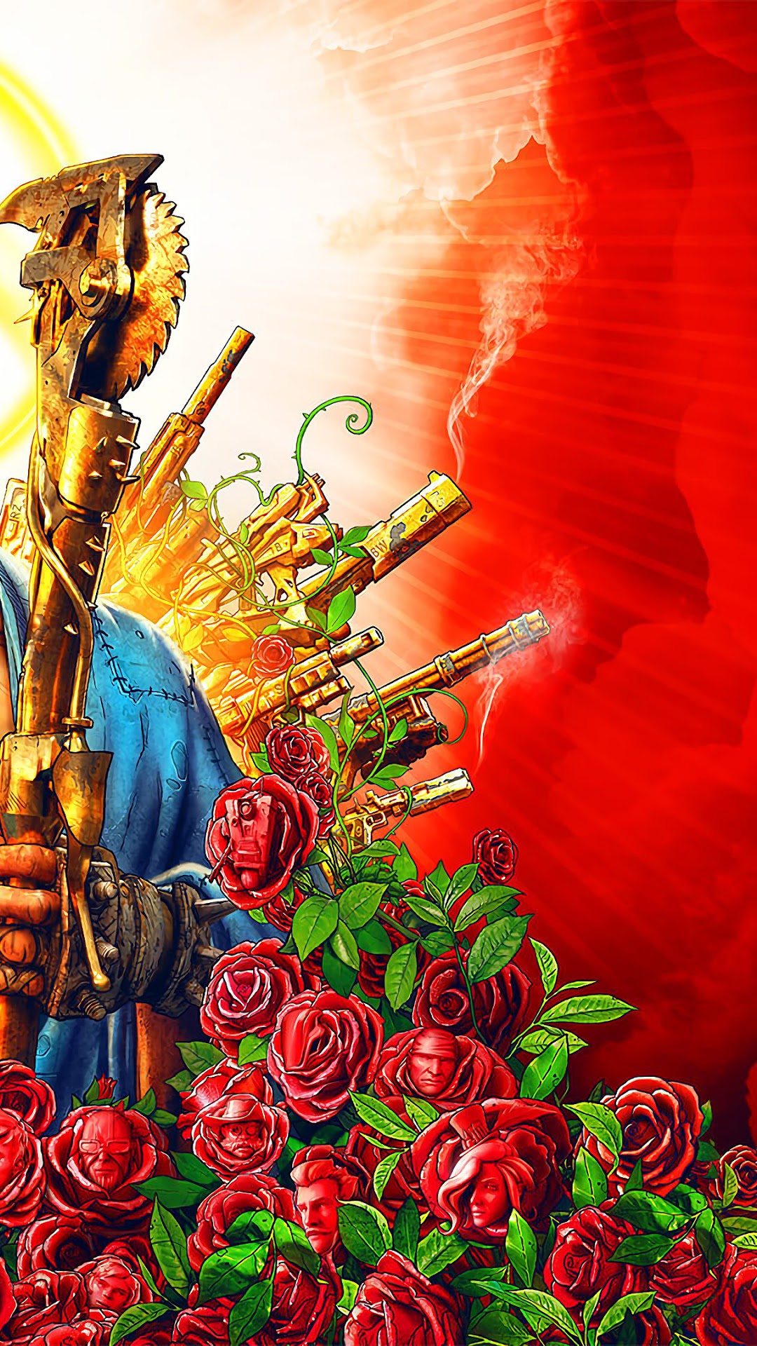 Borderlands 3 character with guns and roses HD Phone Wallpaper