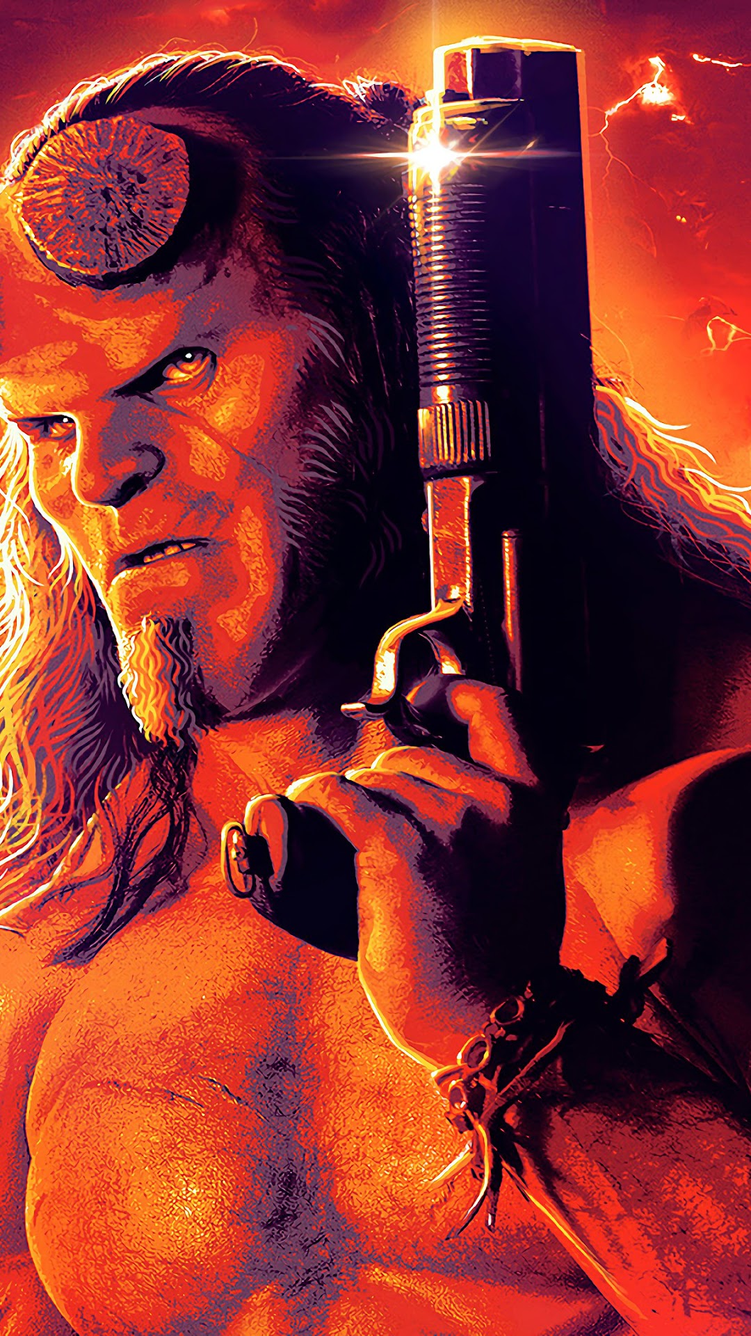 Hellboy holding a gun HD Phone Wallpaper