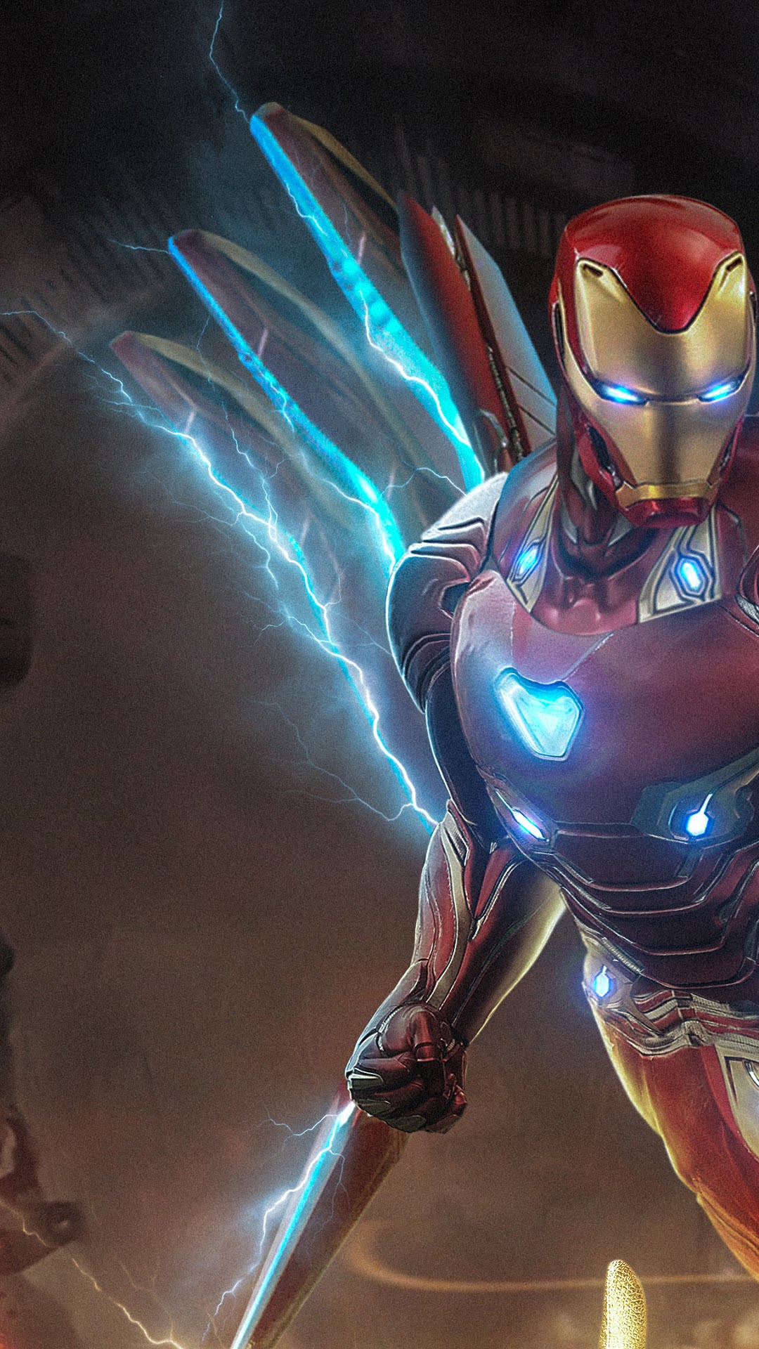 Iron Man from Avengers: Endgame with blue lightning HD Phone Wallpaper
