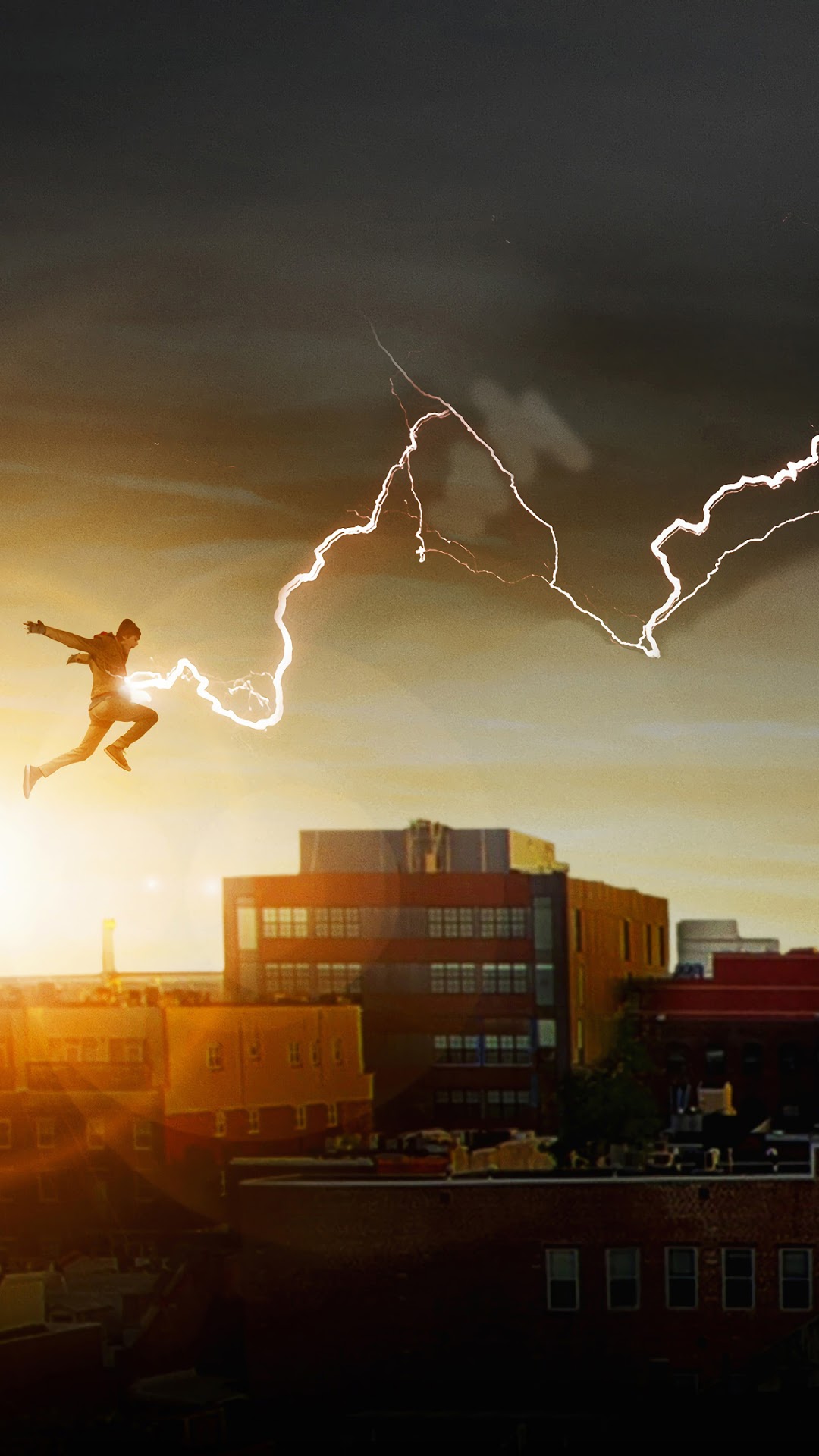 Shazam jumping with lightning HD Phone Wallpaper