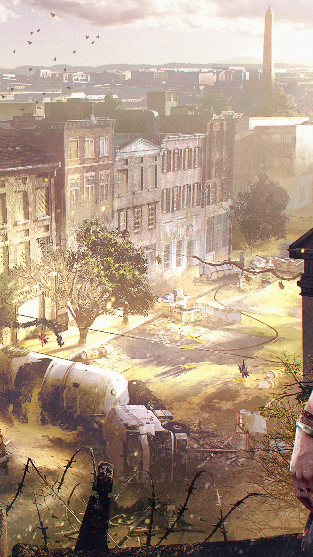 The Division 2 cityscape with Washington Monument HD Phone Wallpaper
