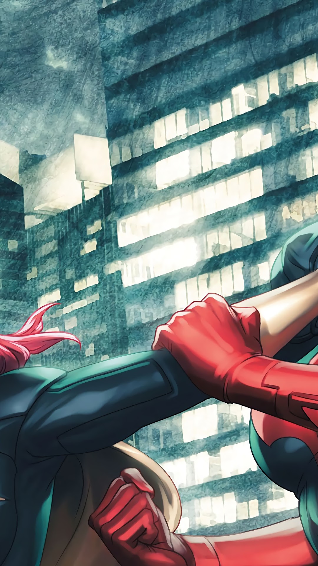 Batgirl and Batwoman fighting in a city HD Phone Wallpaper