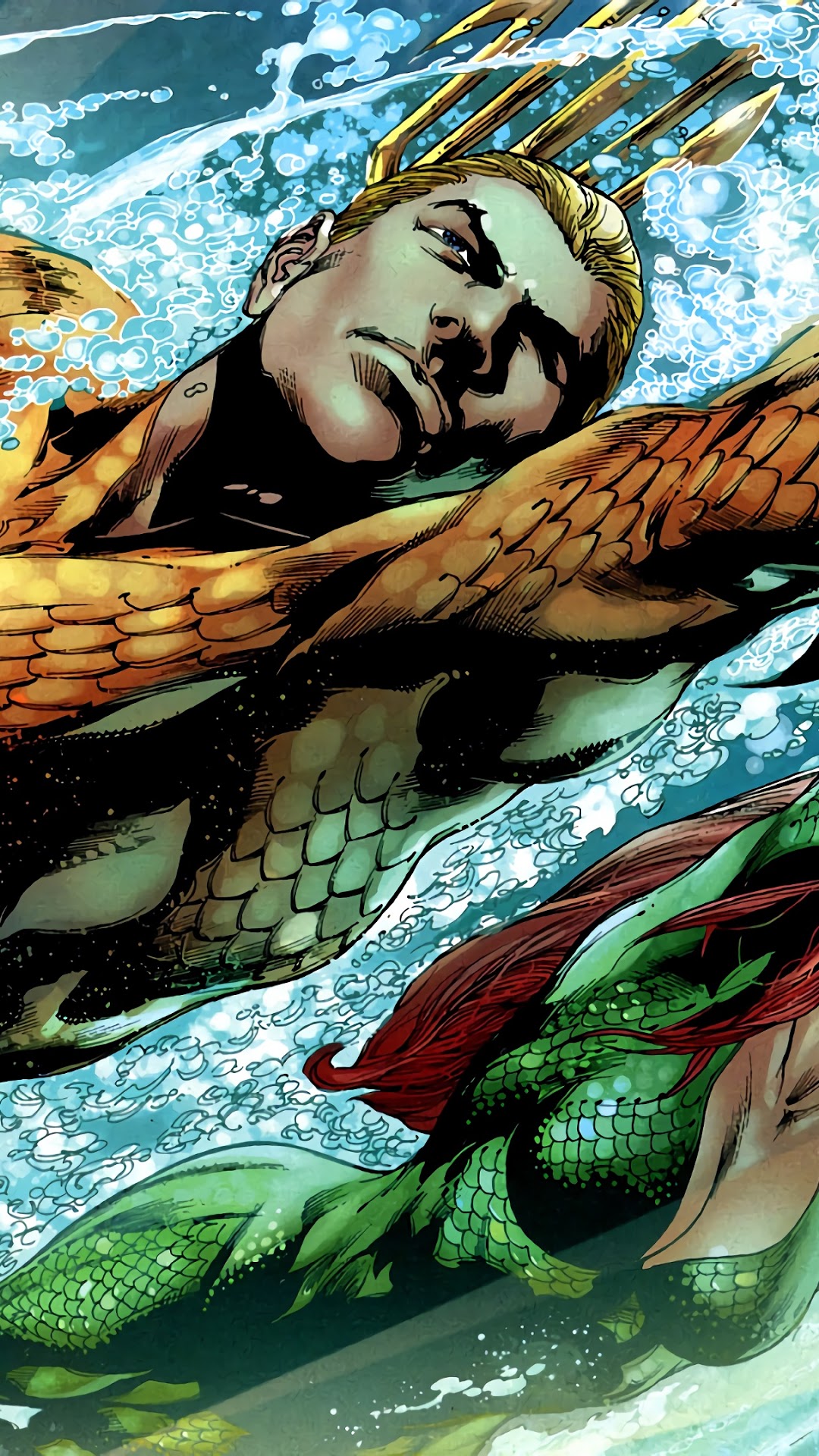 Aquaman and Mera swimming HD Phone Wallpaper