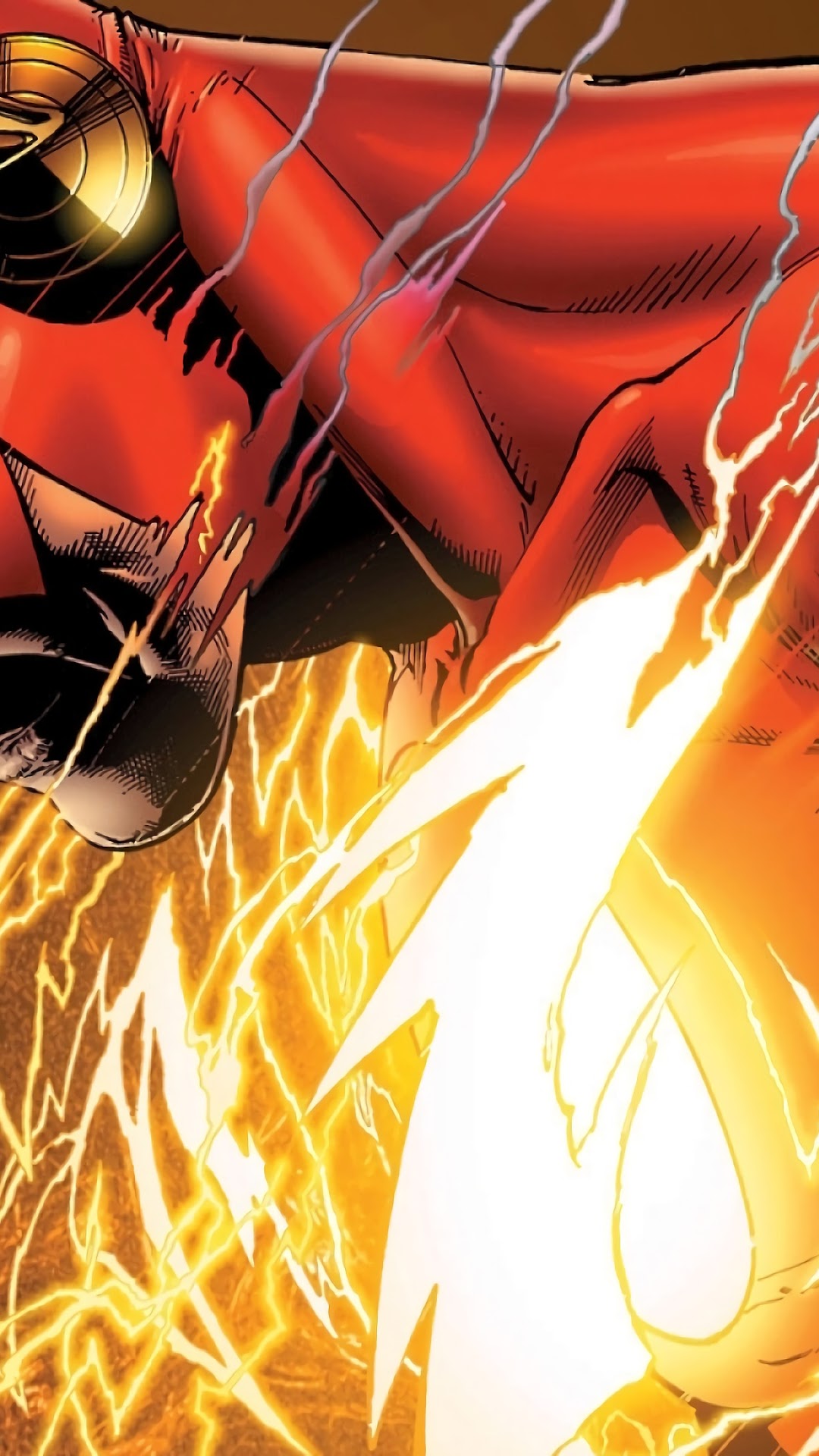 The Flash in Red Costume with Yellow Lightning HD Phone Wallpaper