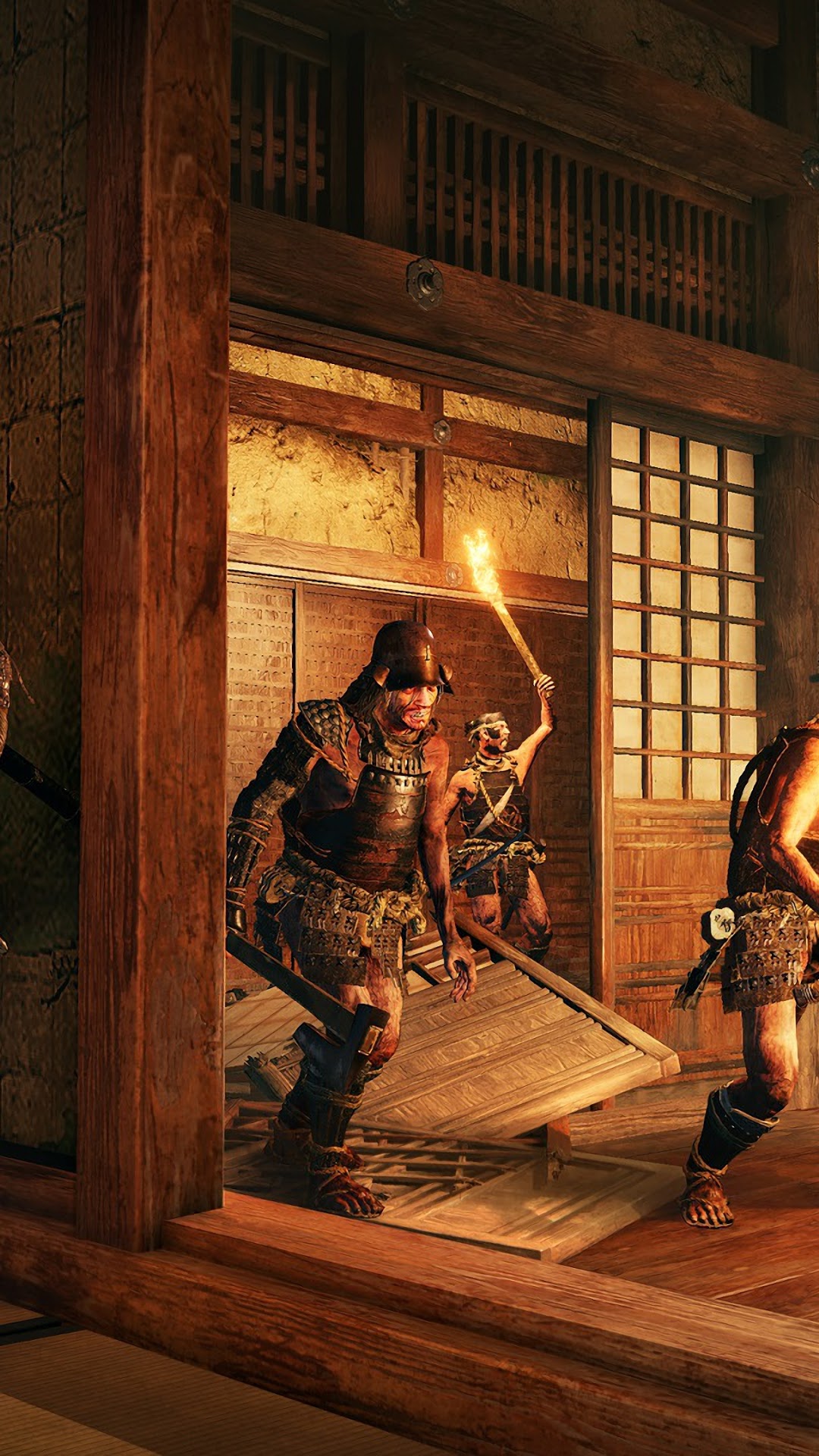 Warriors in traditional Japanese armor in Sekiro: Shadows Die Twice HD Phone Wallpaper