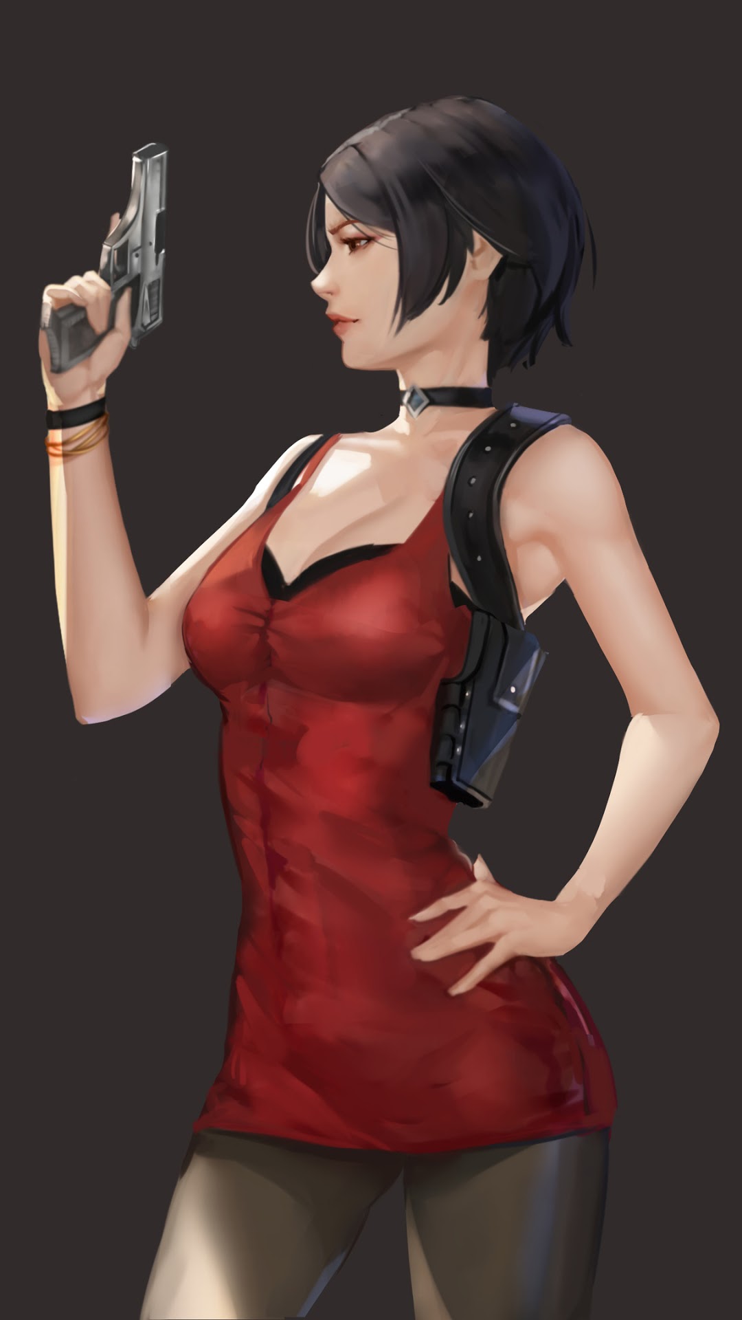 Ada Wong from Resident Evil 2 holding a handgun HD Phone Wallpaper