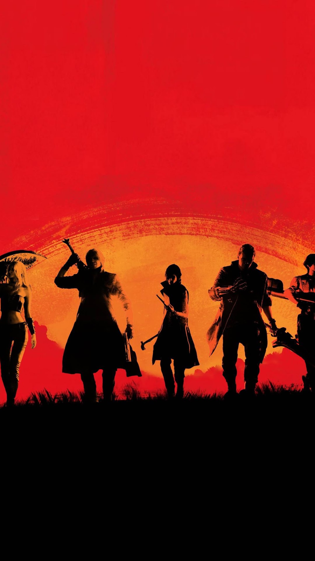 Red Dead Redemption 2 characters silhouette HD Phone Wallpaper