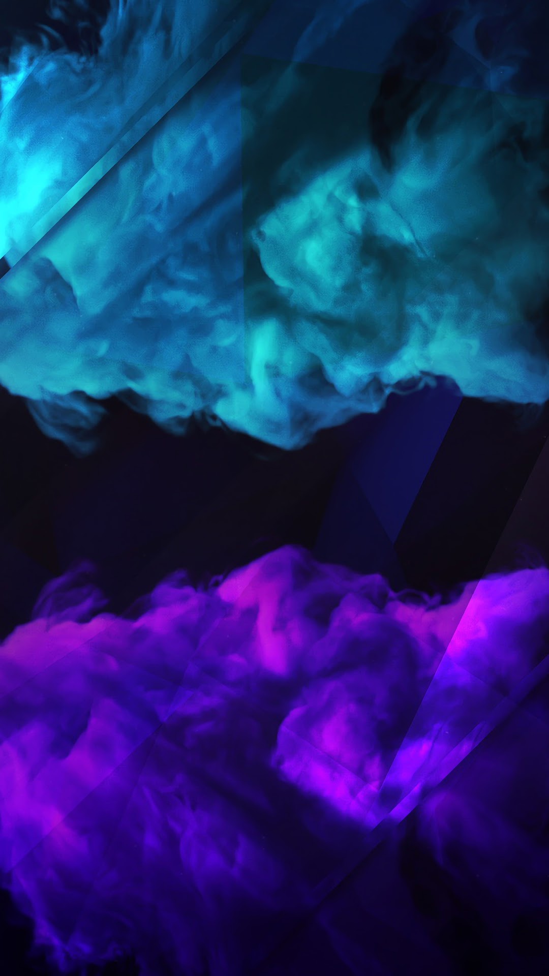 Abstract blue and purple smoke with geometric overlay HD Phone Wallpaper