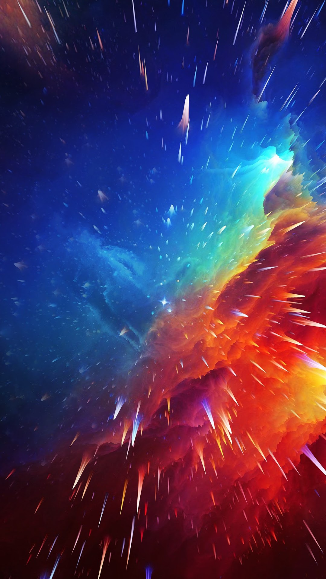 Abstract Space Nebula with Streaking Lights HD Phone Wallpaper