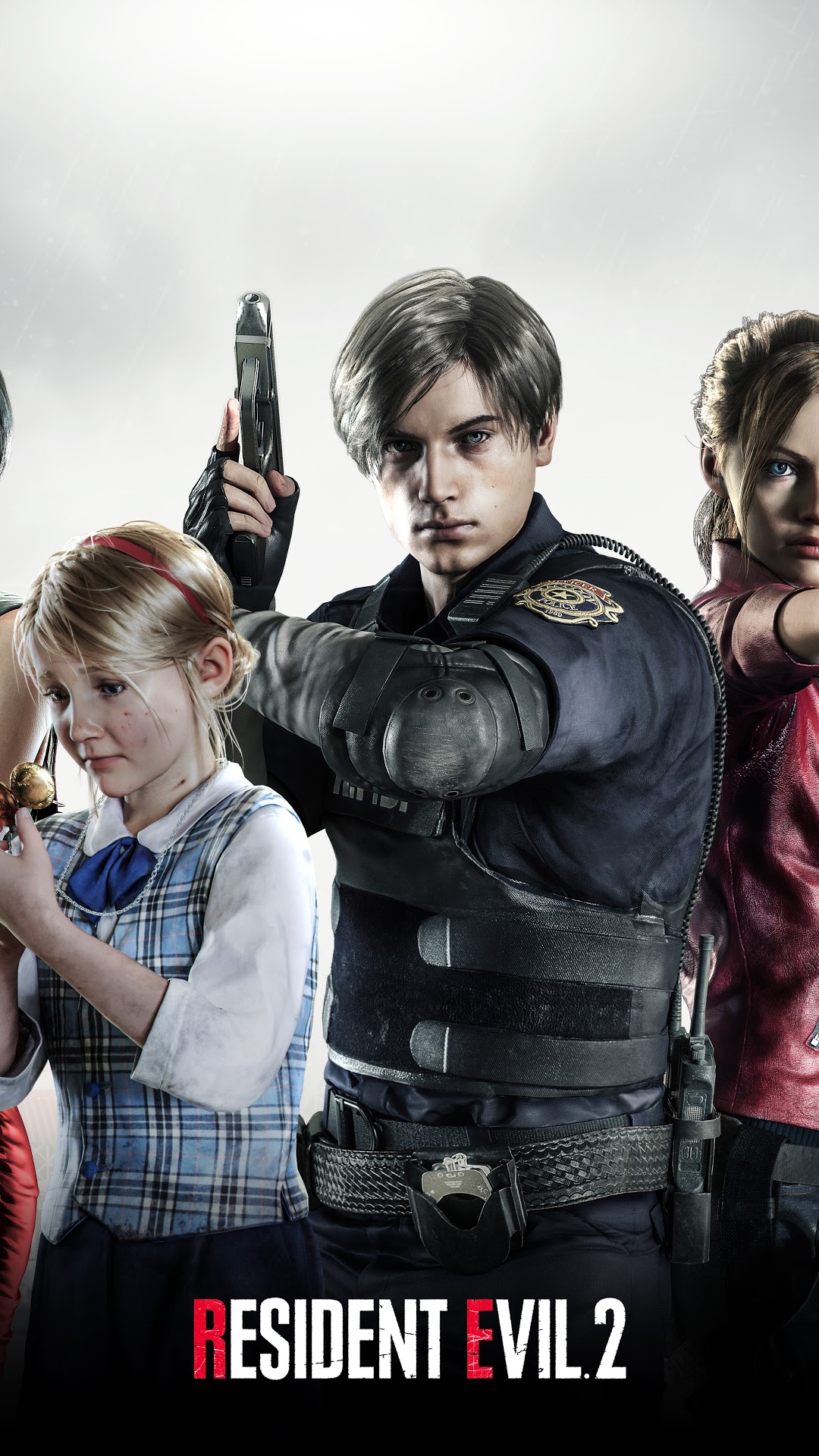 Resident Evil 2 characters Leon, Claire, and Sherry HD Phone Wallpaper