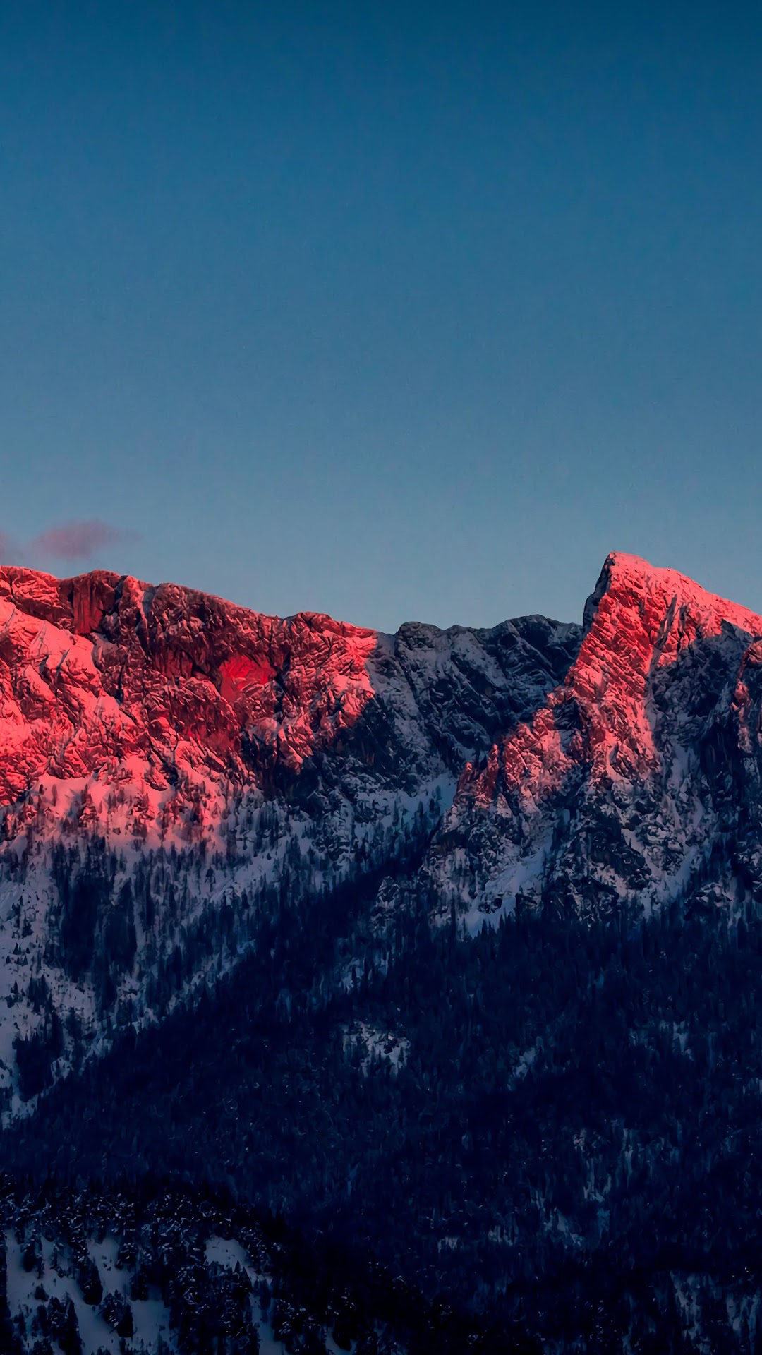 Snowy mountain peaks illuminated by sunset HD Phone Wallpaper