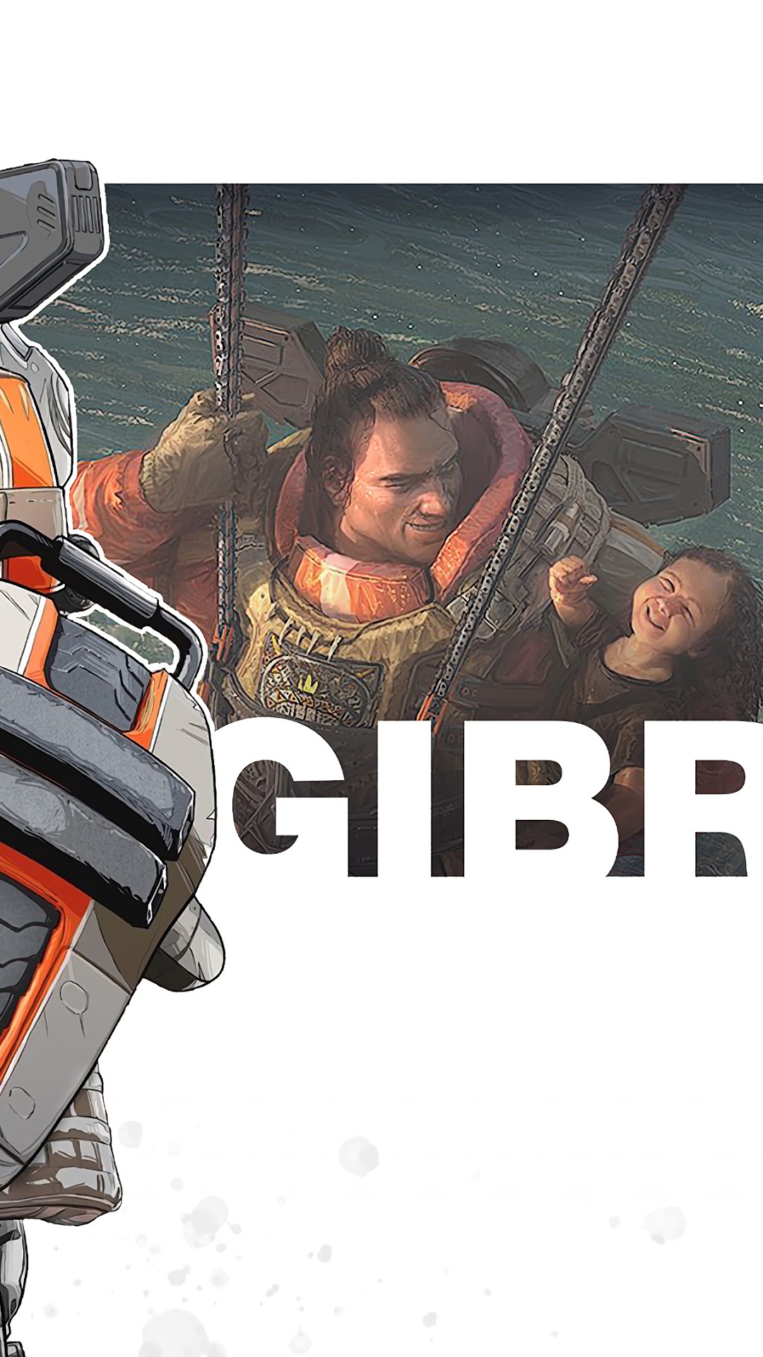 Gibraltar from Apex Legends with a child HD Phone Wallpaper