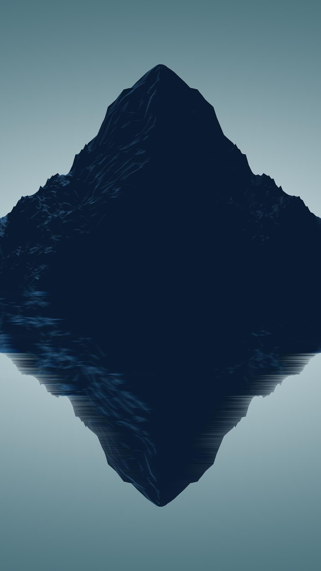 Dark mountain reflected in water with glitch effect HD Phone Wallpaper