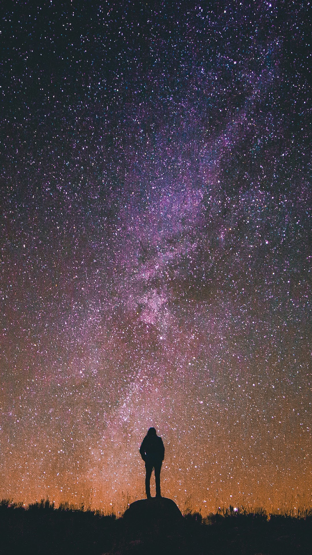 Silhouette of a person under the Milky Way HD Phone Wallpaper