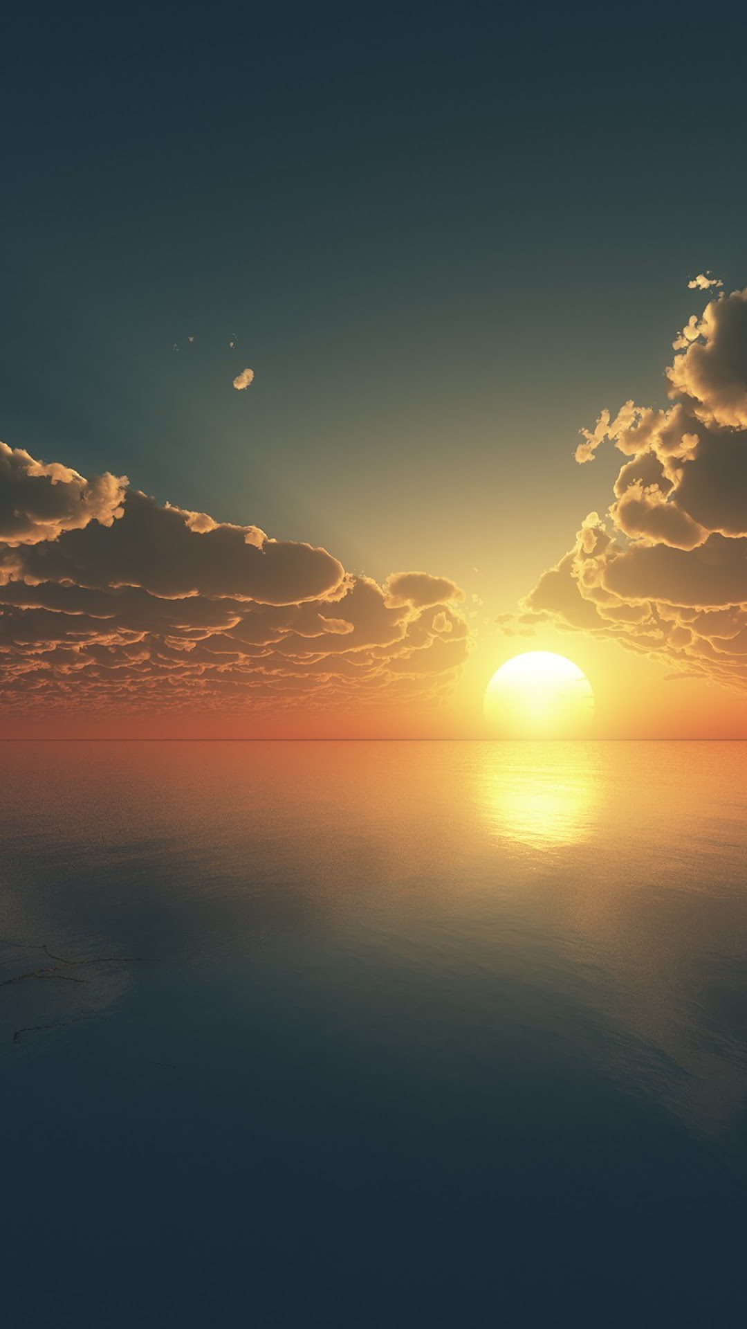 Sunrise over the ocean with clouds HD Phone Wallpaper