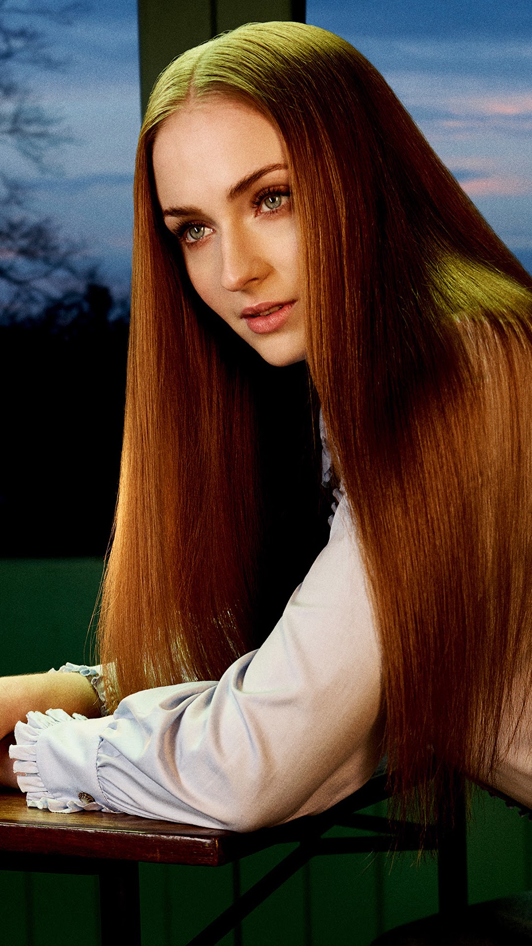 Sophie Turner with long red hair HD Phone Wallpaper