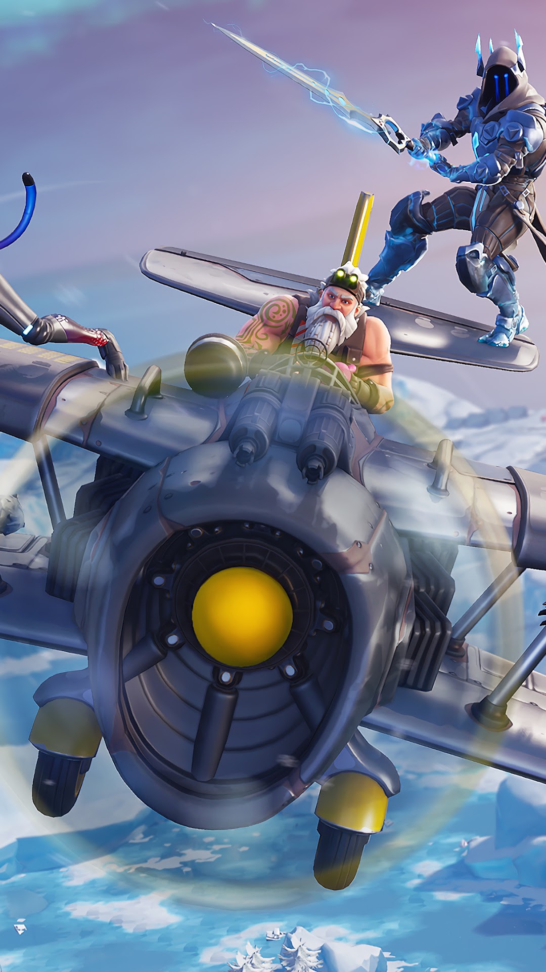 Fortnite Battle Royale Season 7 characters on a plane HD Phone Wallpaper
