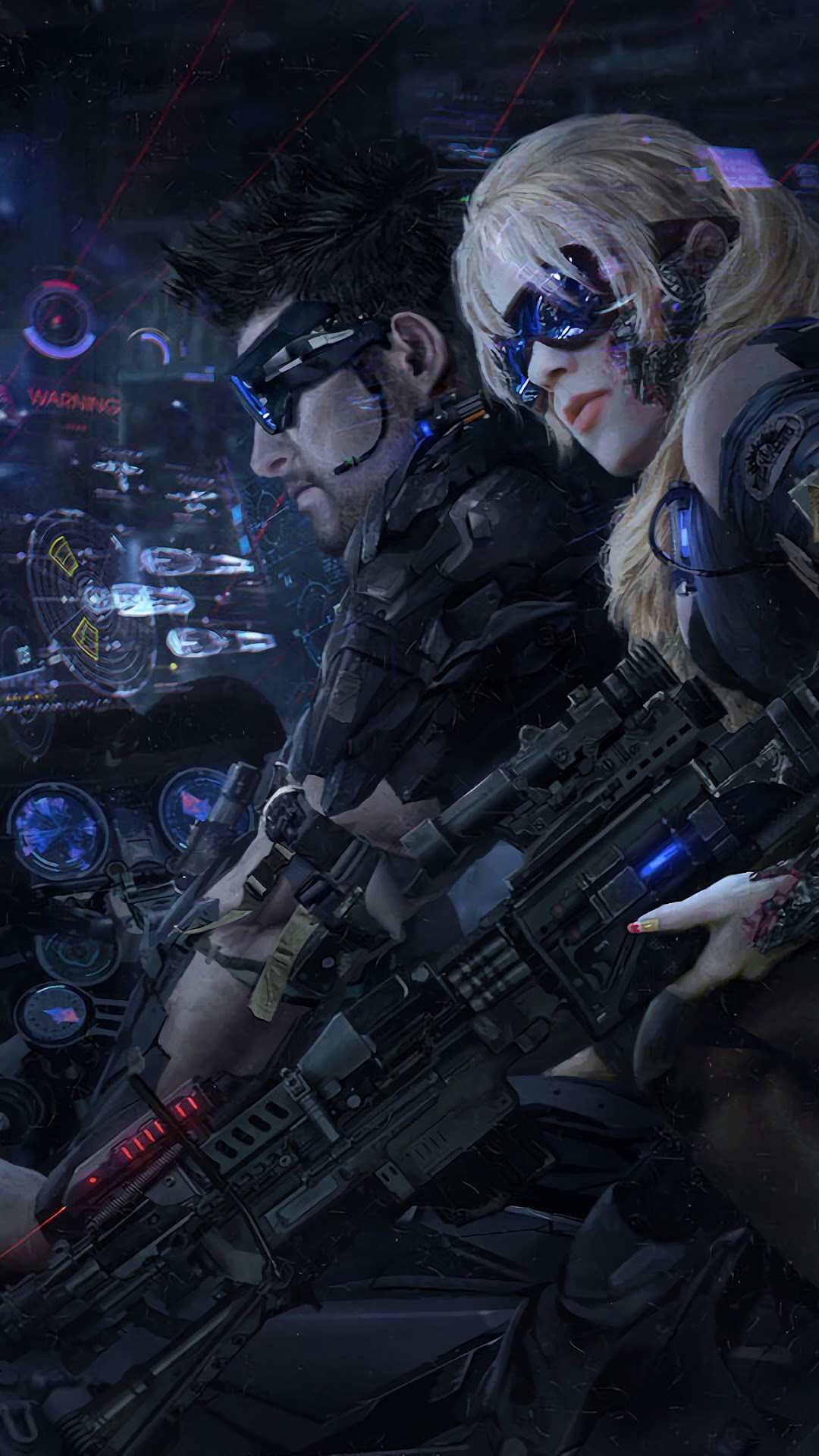 Soldiers with futuristic weapons and goggles HD Phone Wallpaper