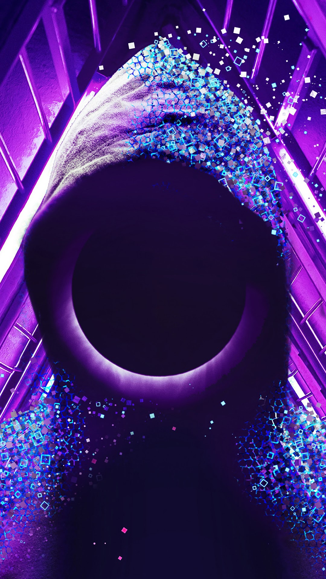 Abstract purple hoodie with digital particles HD Phone Wallpaper