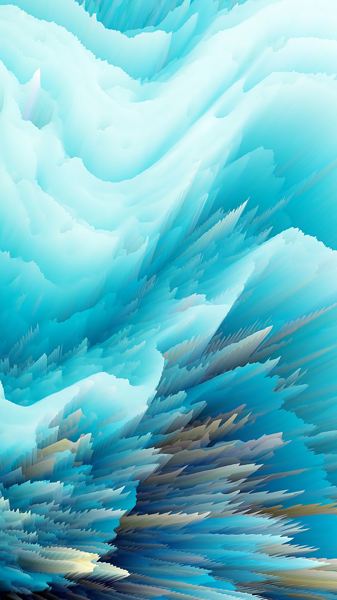 Abstract blue waves and sharp formations HD Phone Wallpaper