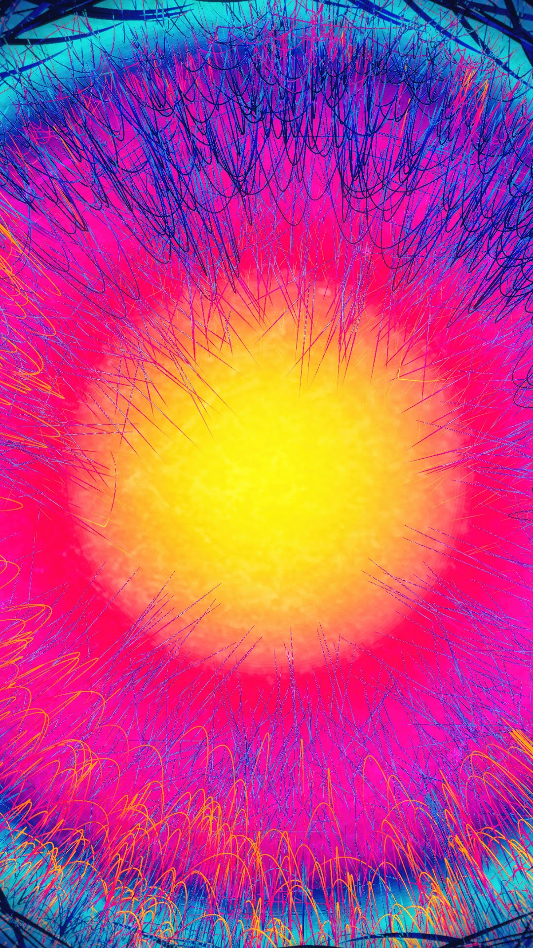 Abstract colorful circle with radiating lines HD Phone Wallpaper