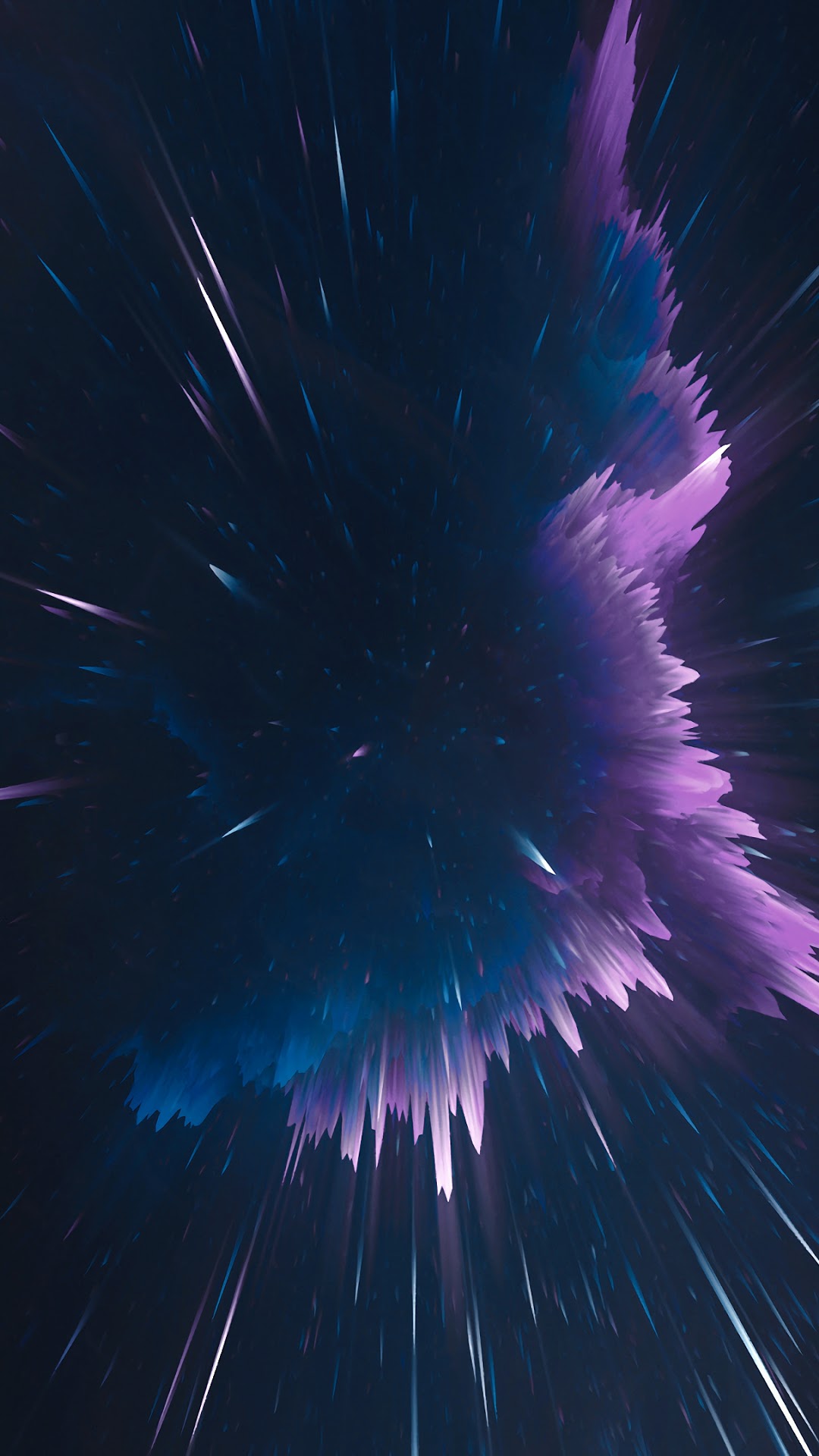 Abstract space explosion with purple and blue colors HD Phone Wallpaper