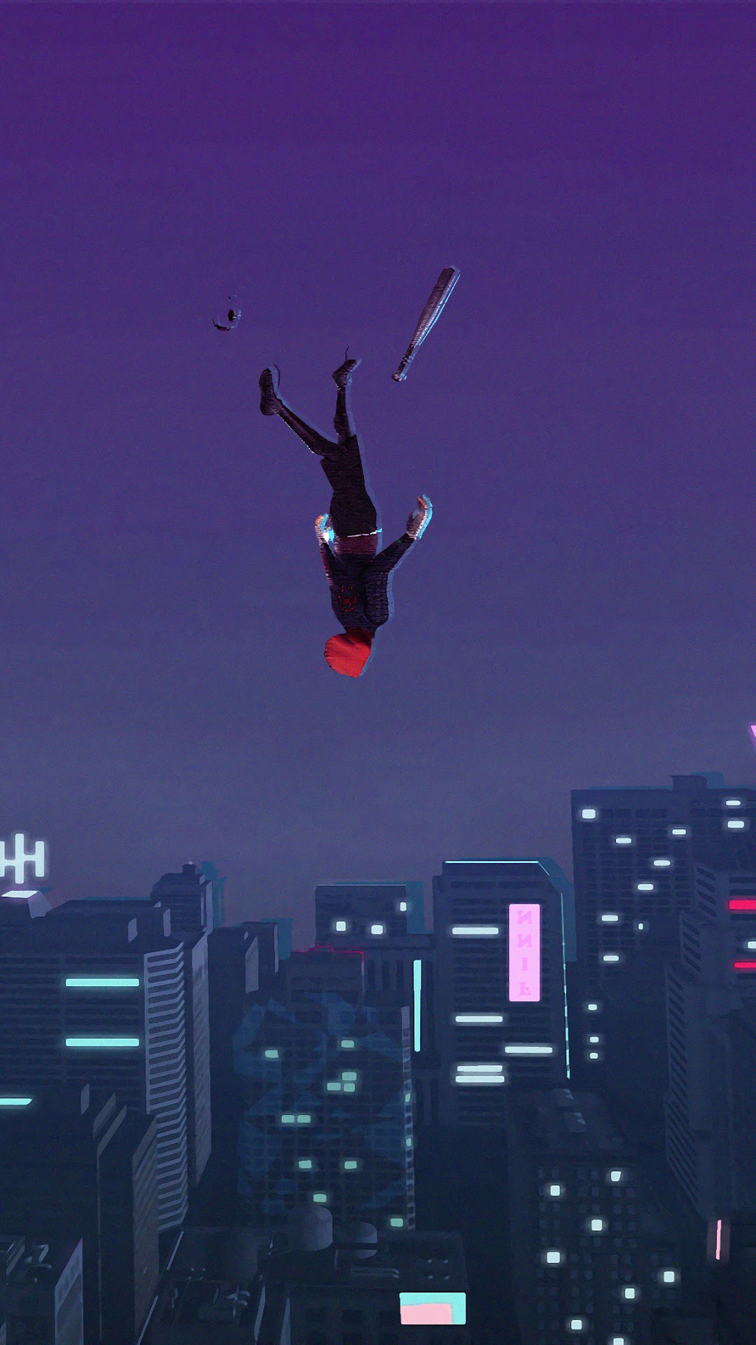Miles Morales falling from Spider-Man: Into the Spider-Verse HD Phone Wallpaper