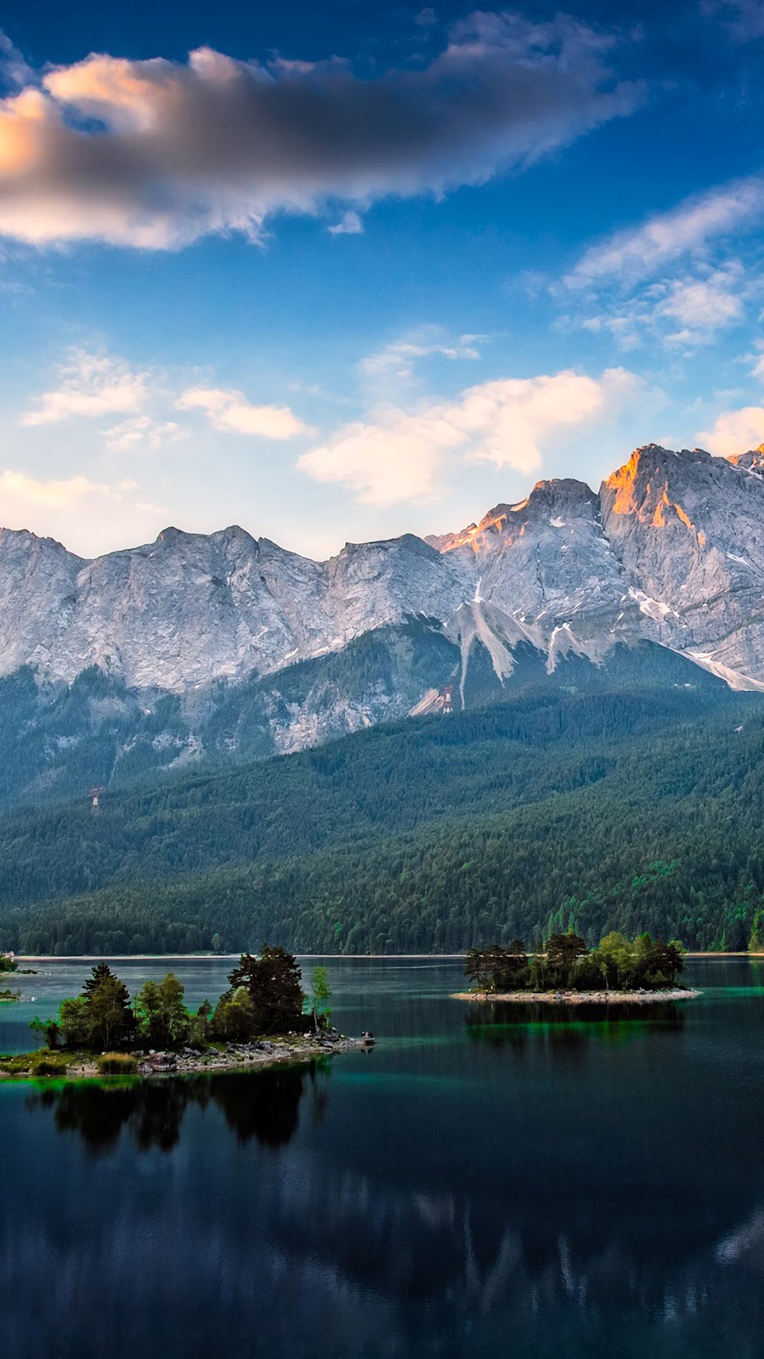 Lake and Mountains with Clouds HD Phone Wallpaper