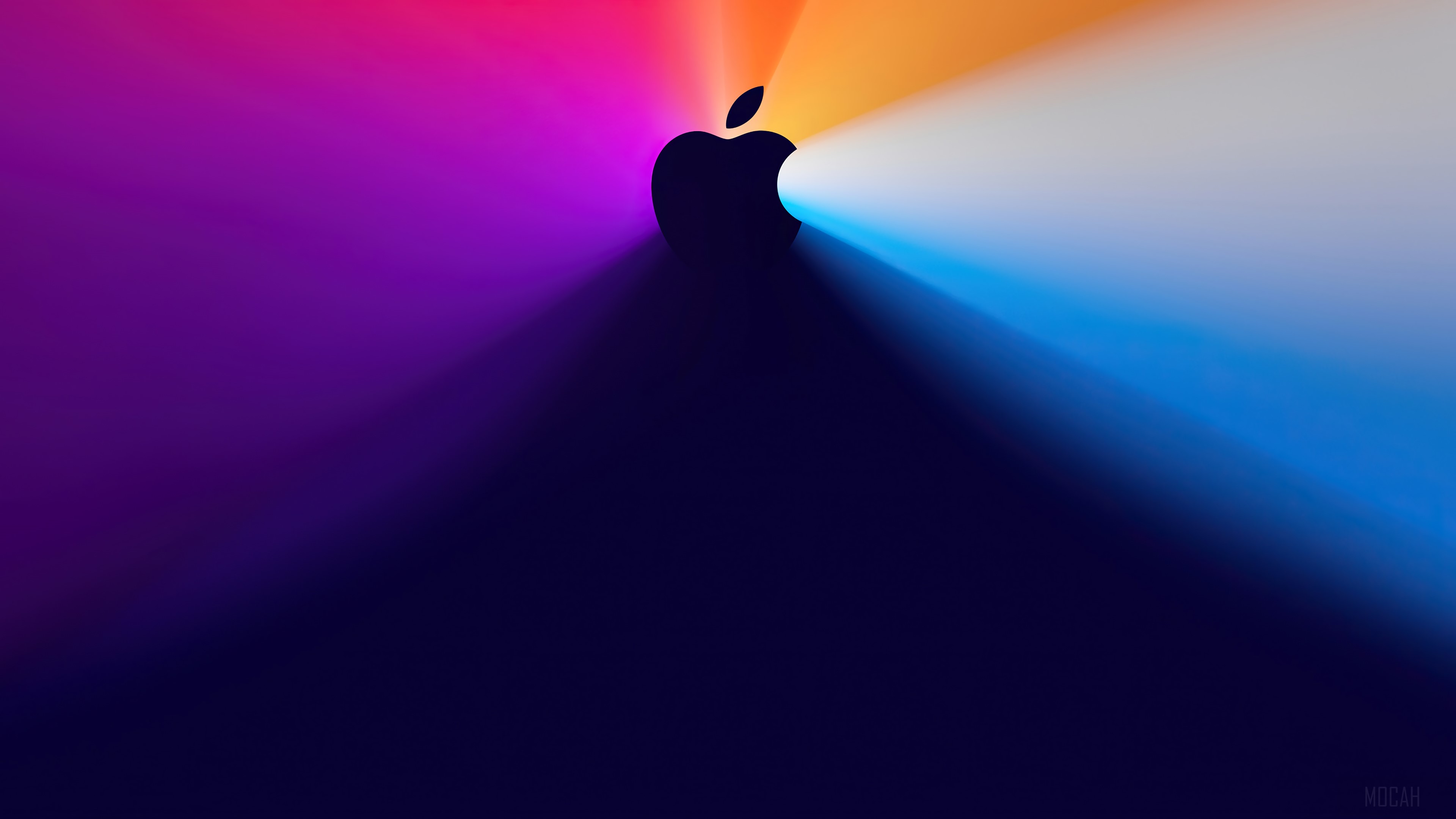 Apple Logo with Colorful Light Beams 4K HD Wallpaper