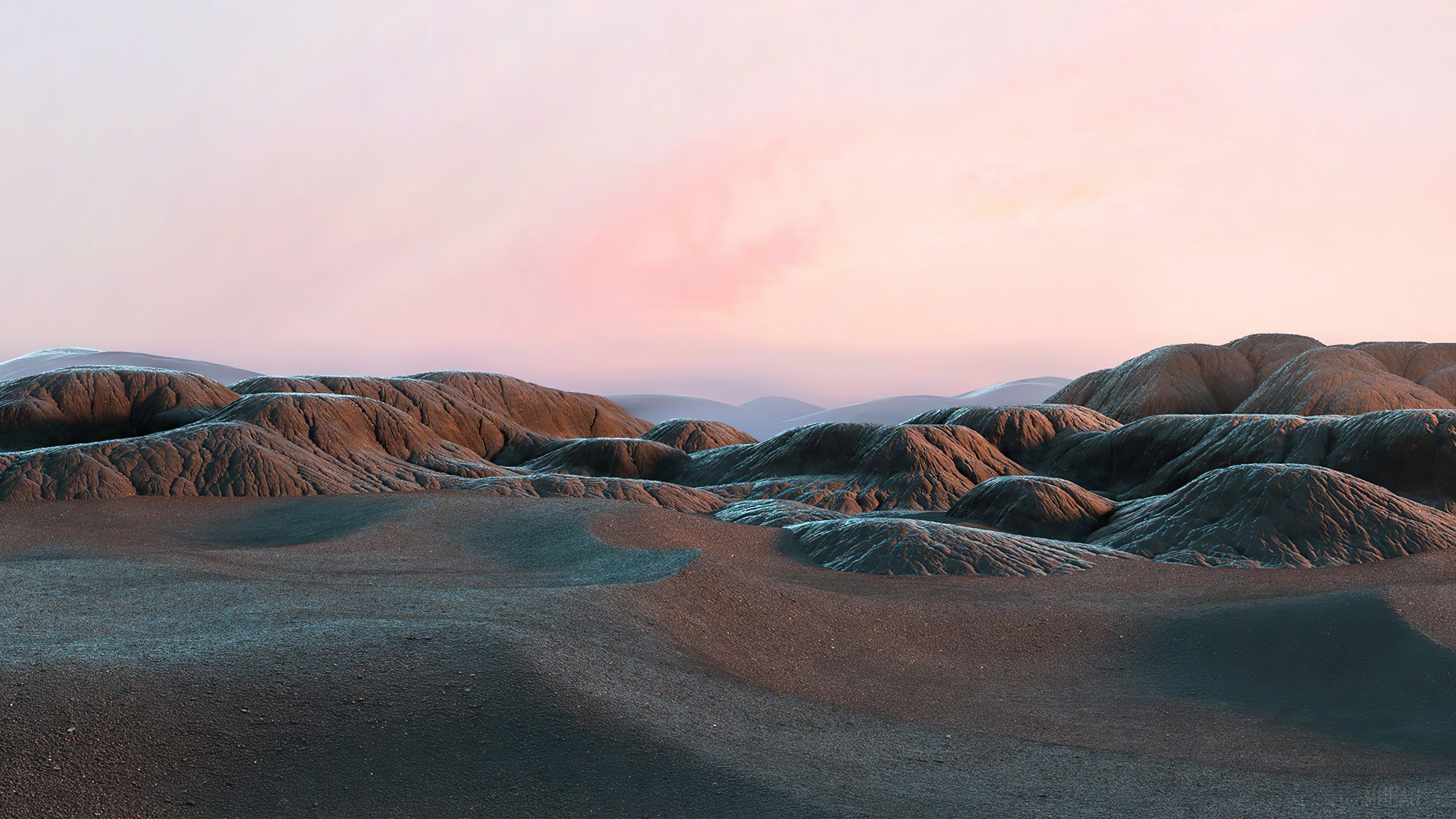 Alien landscape with pink sky 4K HD Wallpaper