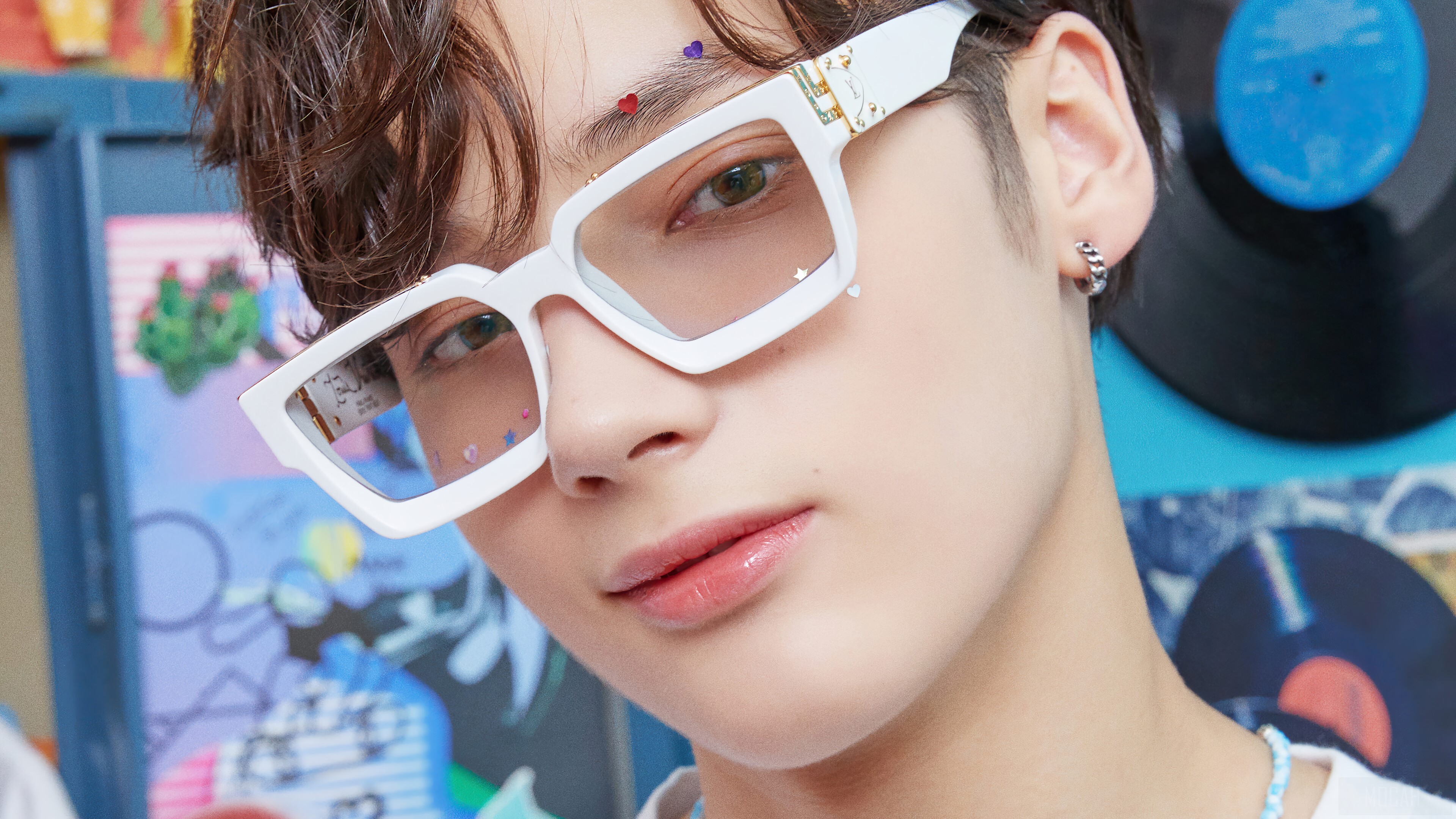 Huening Kai from TXT wearing white glasses HD Wallpaper
