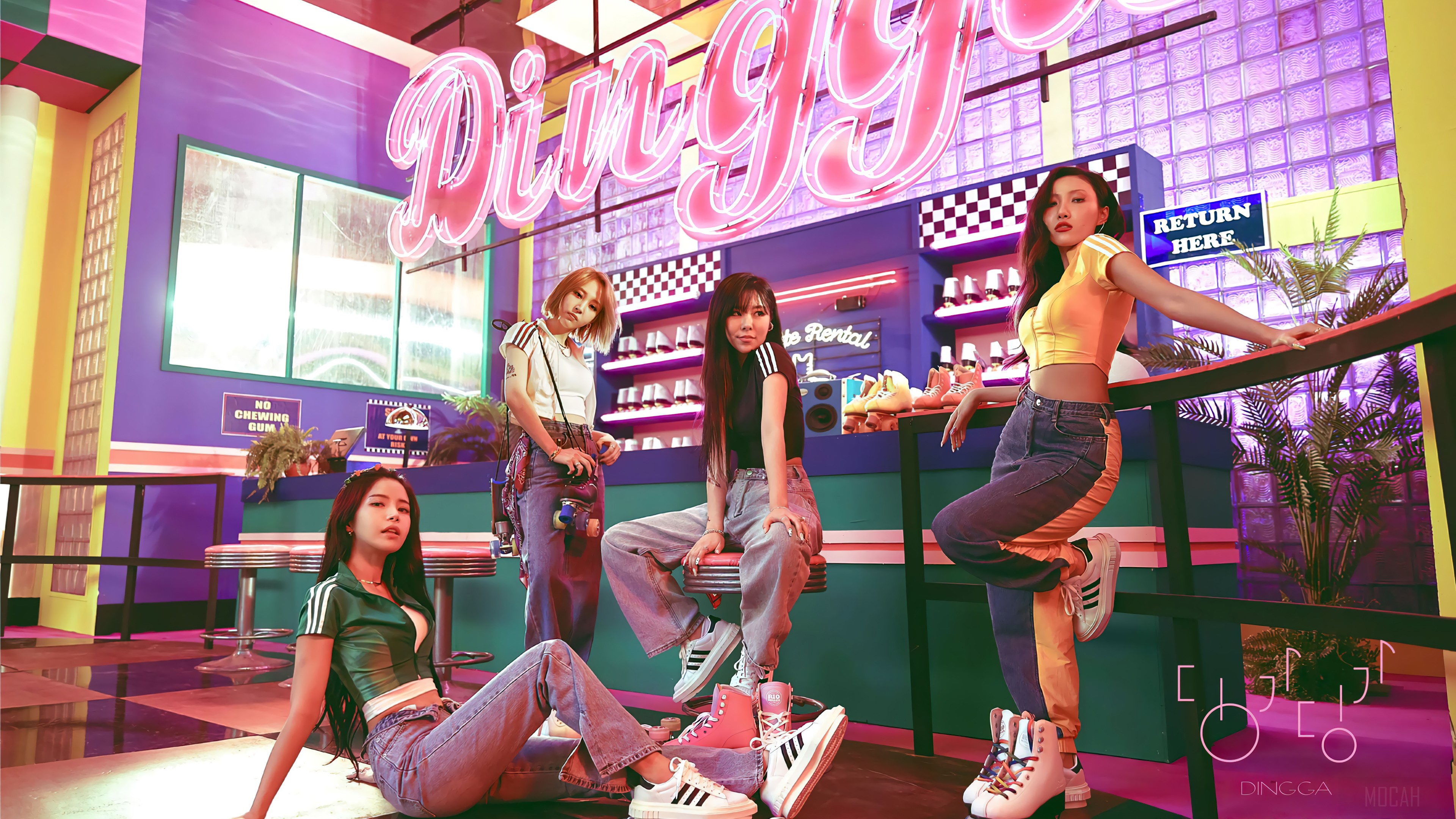 MAMAMOO Dingga 4K Neon Pop Vibe HD Wallpaper