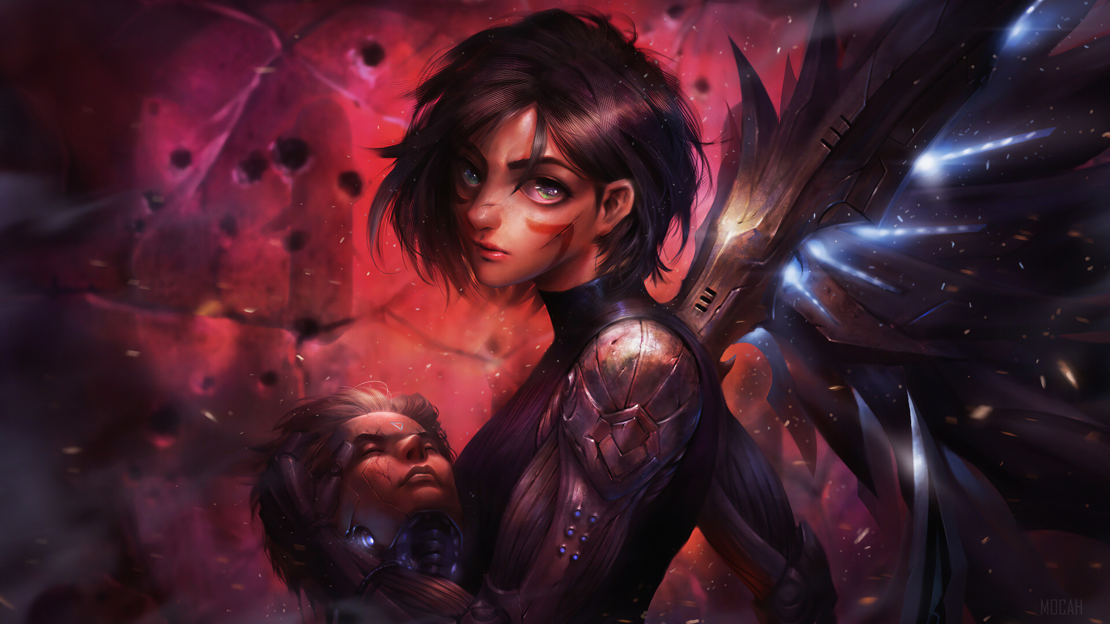Alita from Battle Angel holding a severed head HD Wallpaper