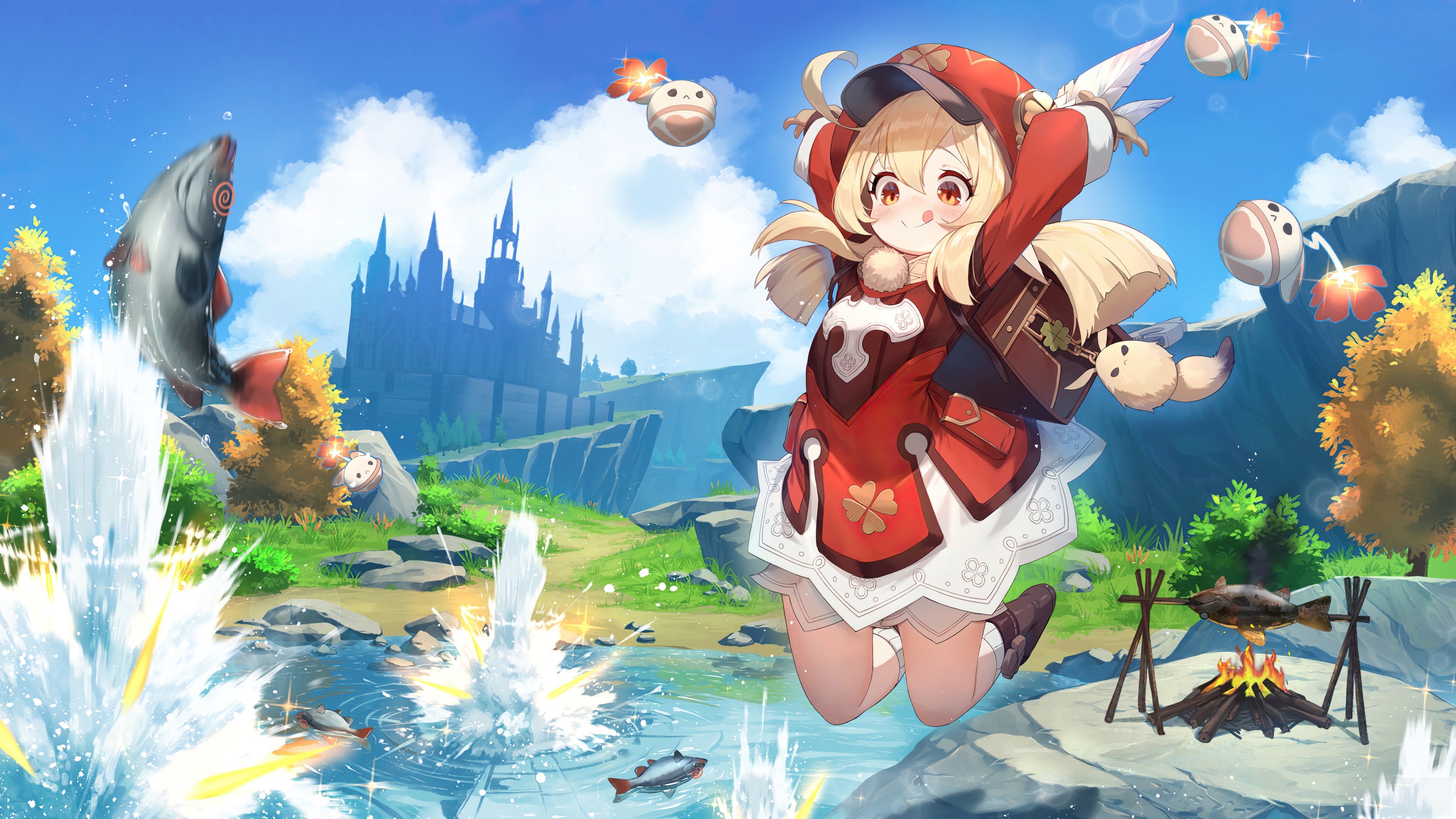 Klee from Genshin Impact Jumping Joyfully 4K HD Wallpaper