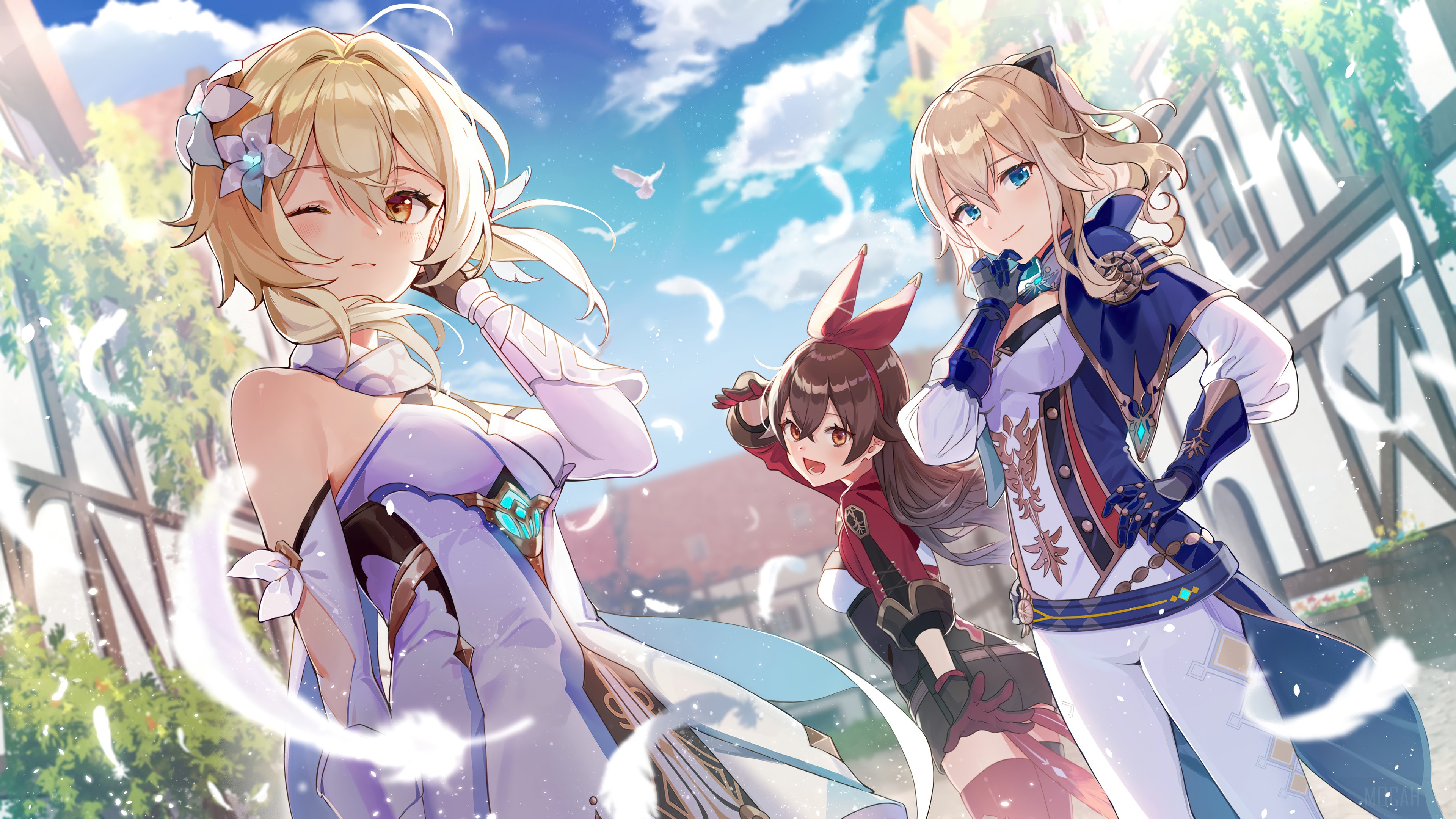 Lumine, Amber, and Jean from Genshin Impact HD Wallpaper