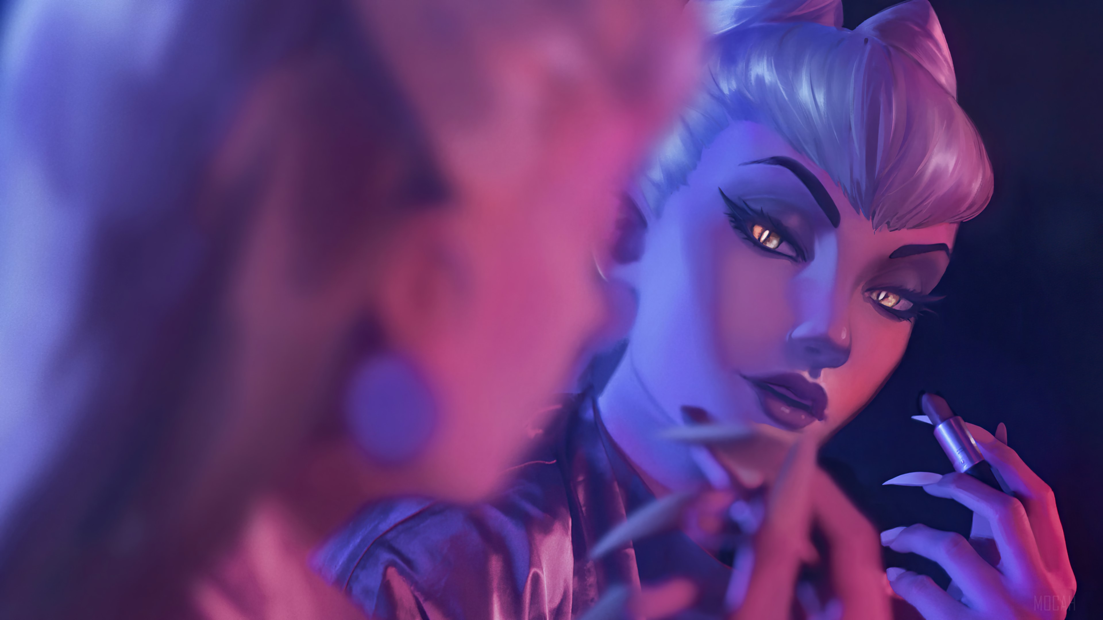 Evelynn from League of Legends applying lipstick HD Wallpaper