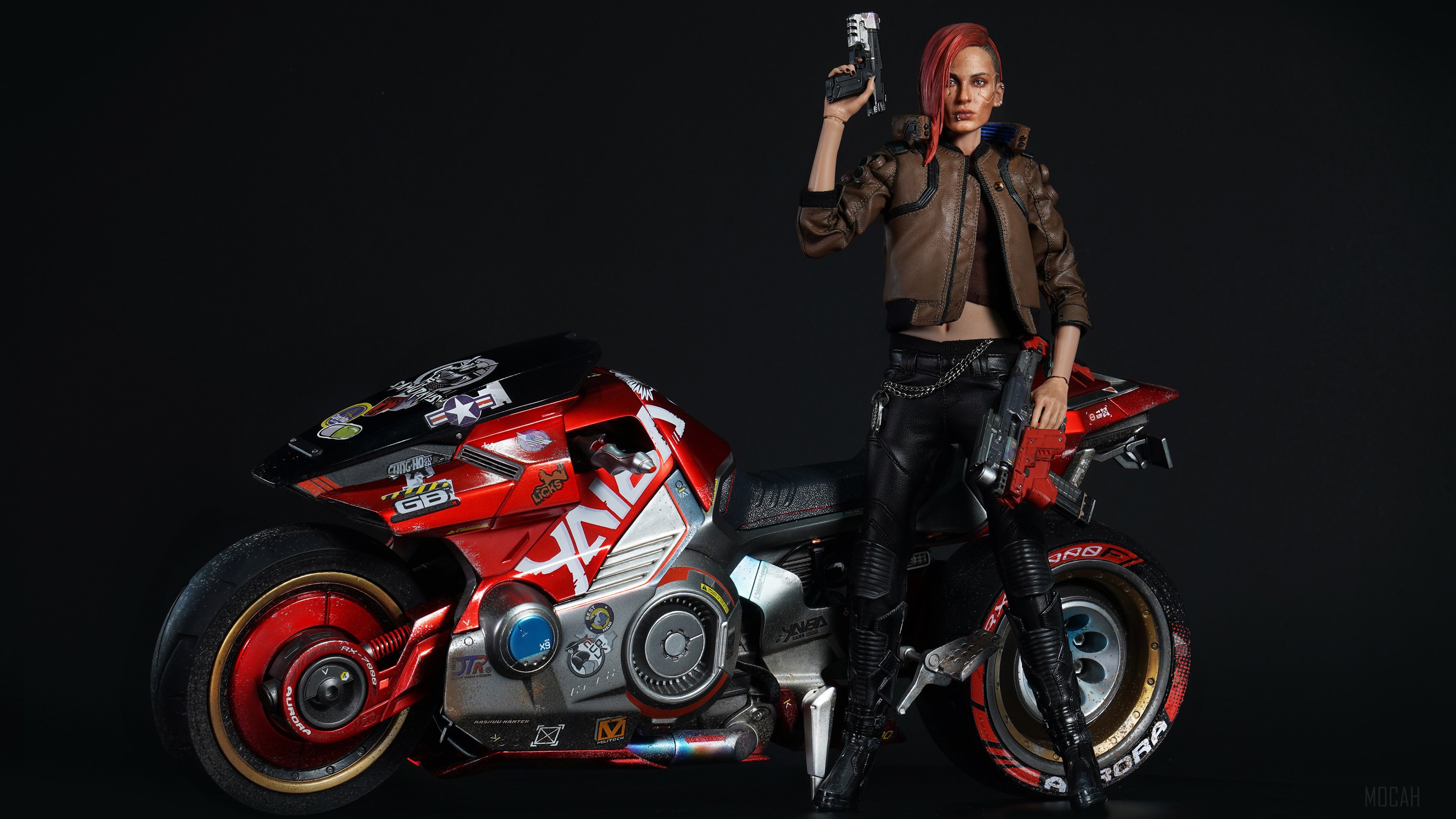 V from Cyberpunk 2077 with Yaiba Kusanagi motorcycle HD Wallpaper