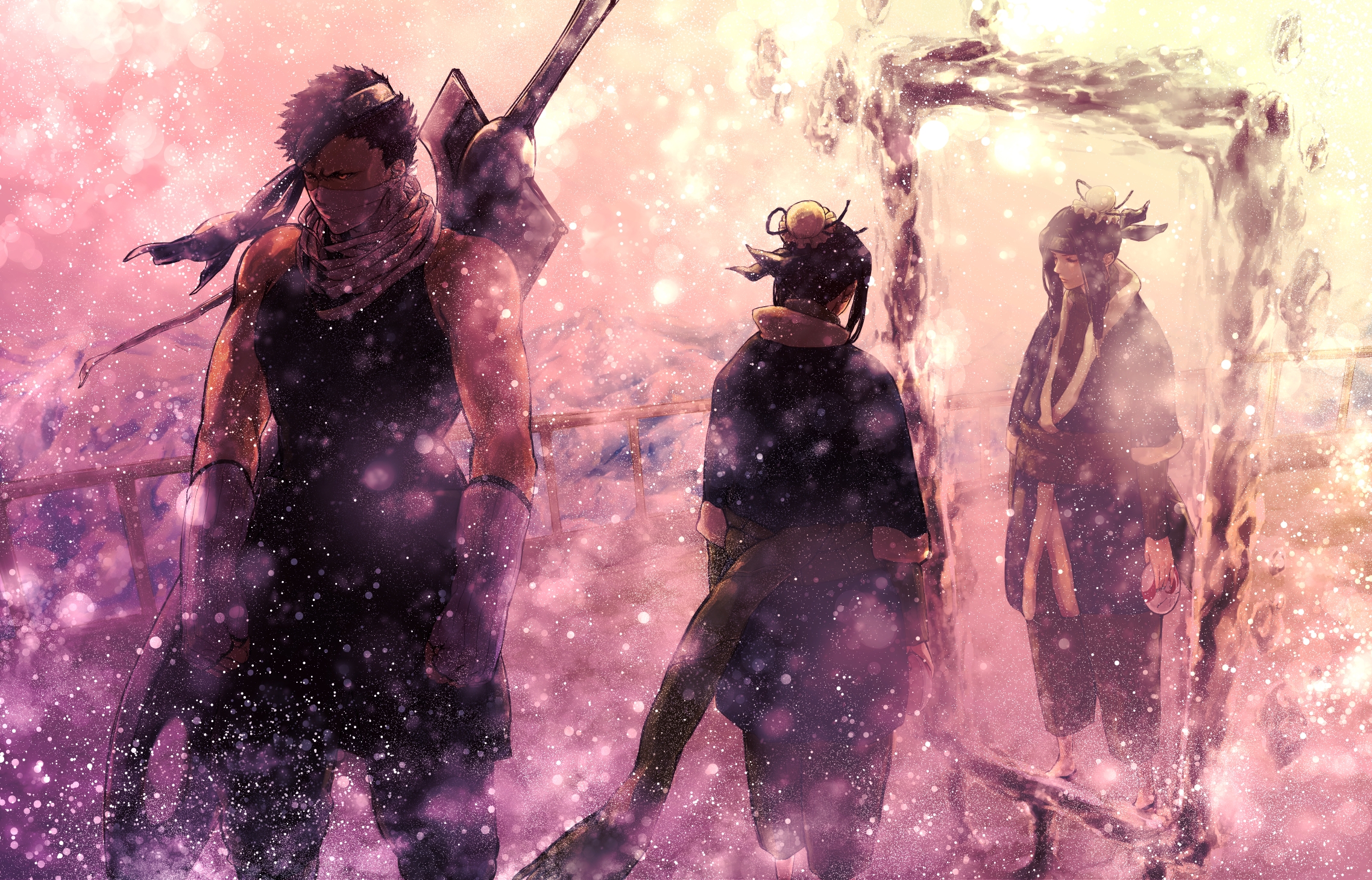 Zabuza and Haku from Naruto in a snowy environment HD Wallpaper