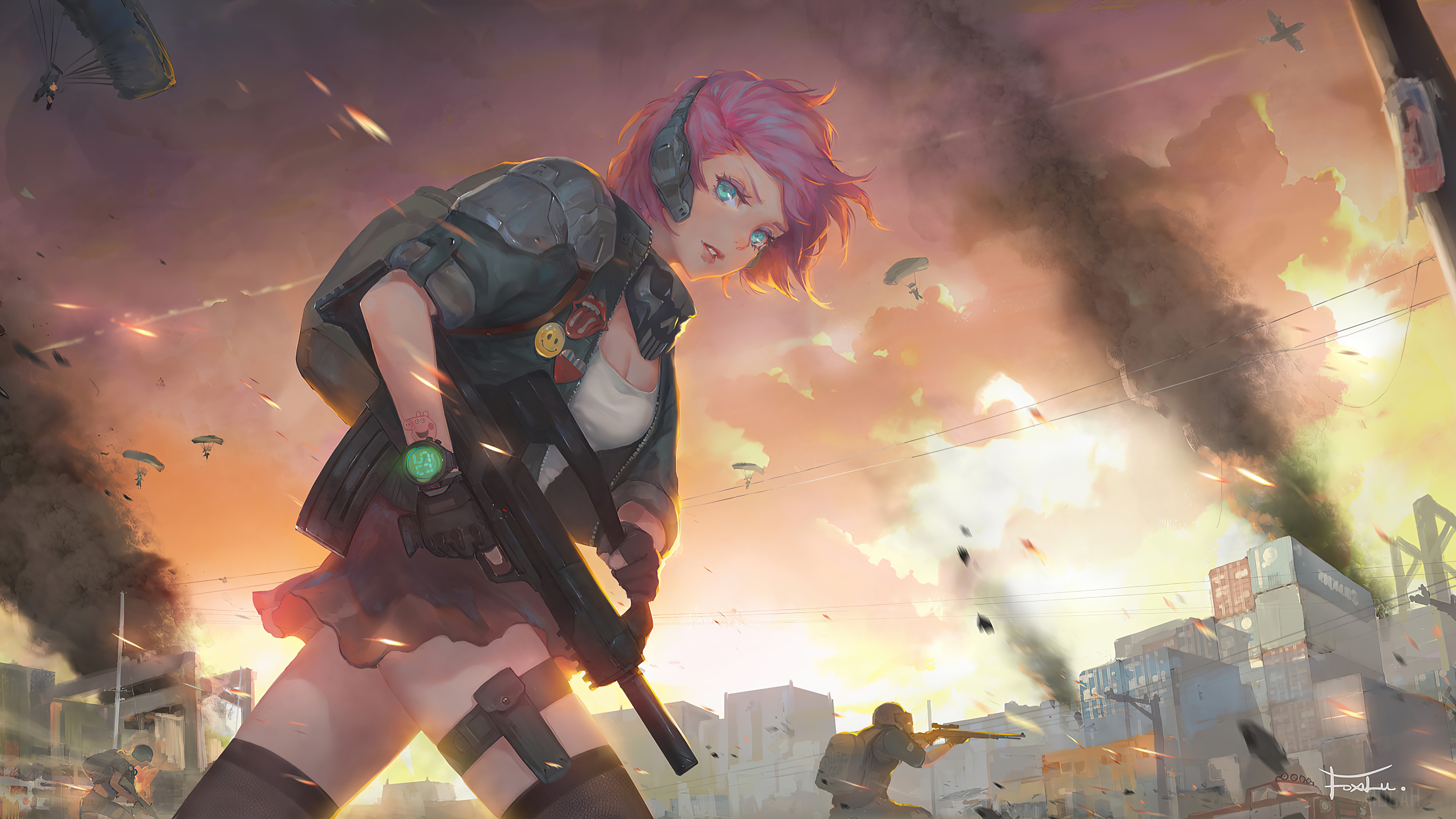 Girl with pink hair from PUBG in a battle royale HD Wallpaper